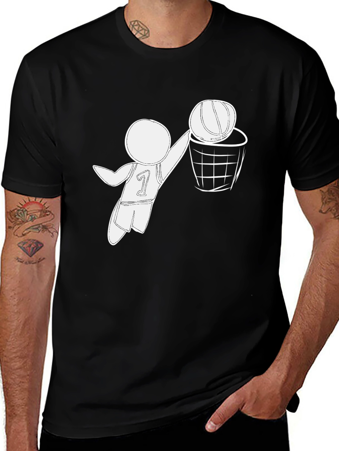 Basketball Player Graphic T-Shirt - Black