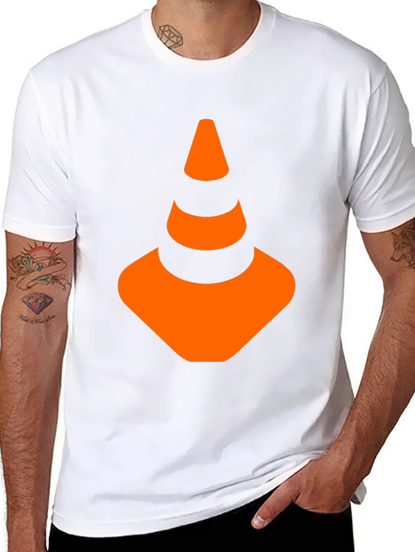 Traffic Cone Graphic Tee - Black Cotton Shirt