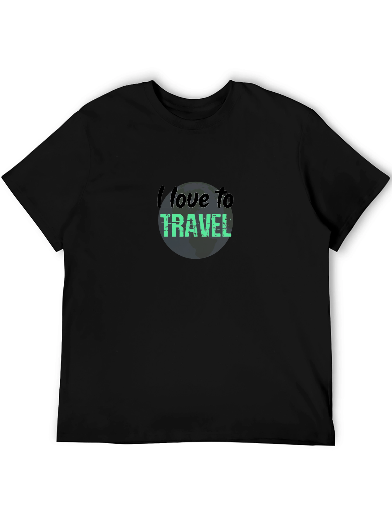 I Love to Travel Graphic T-Shirt - Black