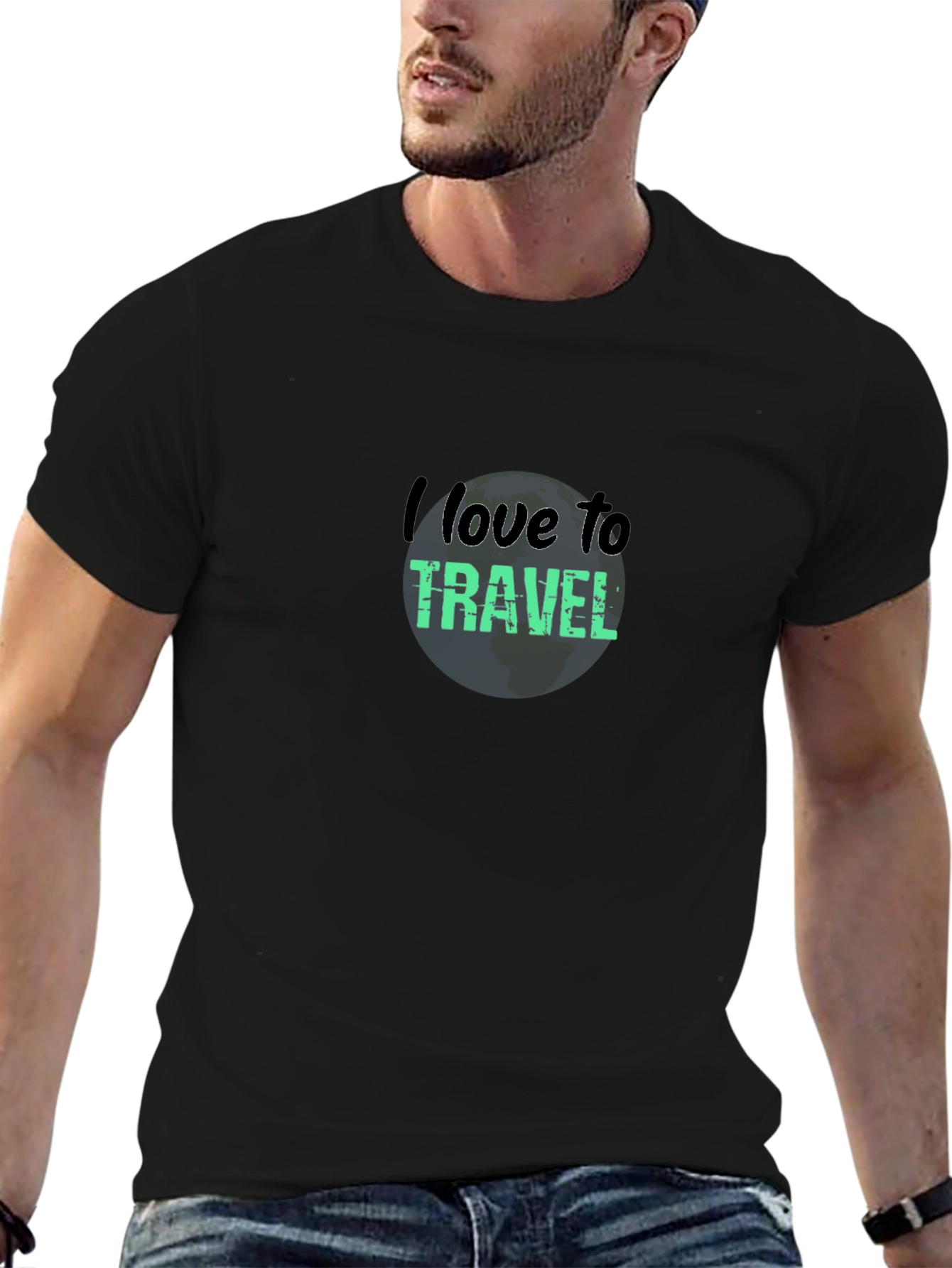 I Love to Travel Graphic T-Shirt - Black