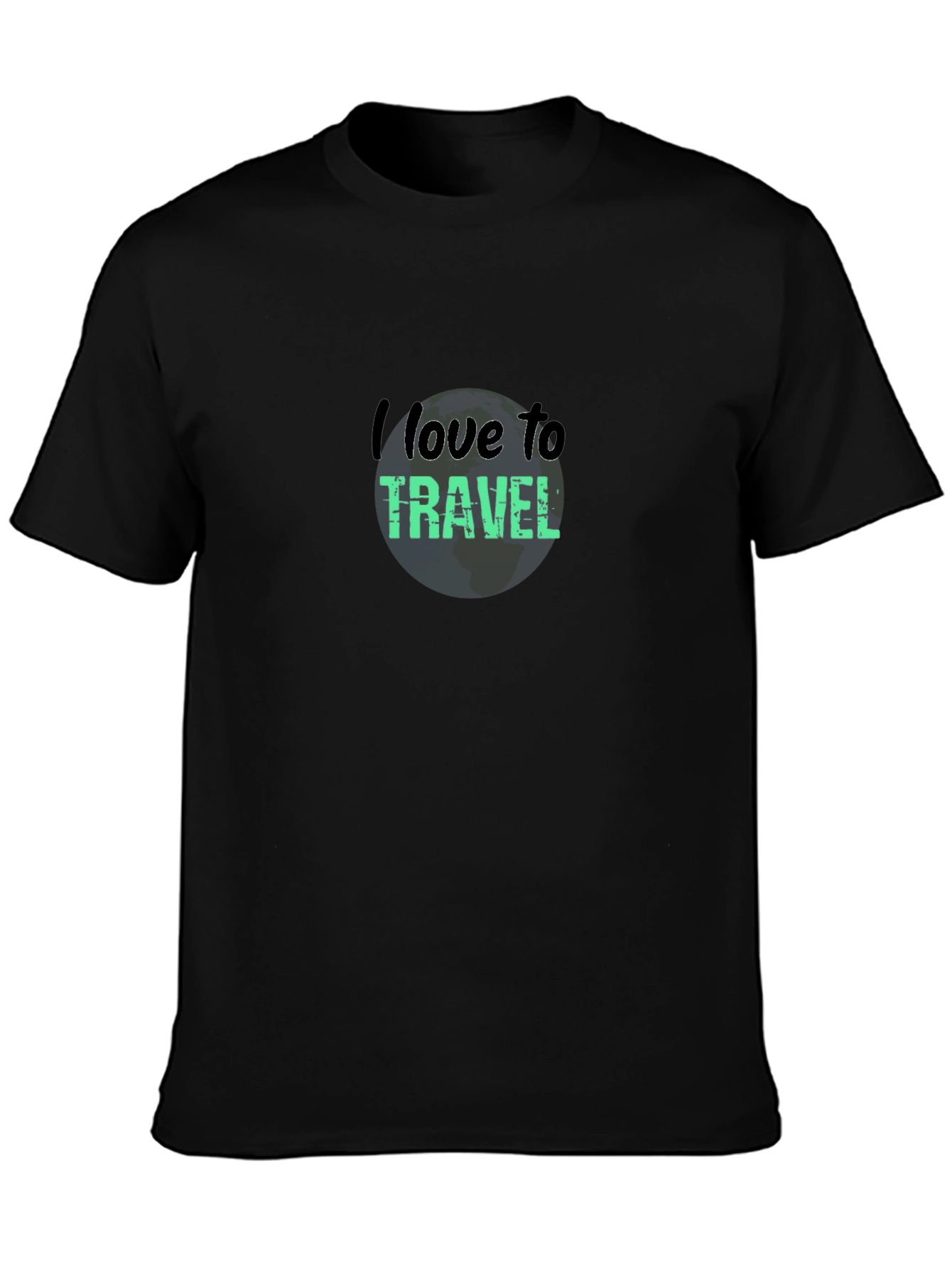I Love to Travel Graphic T-Shirt - Black