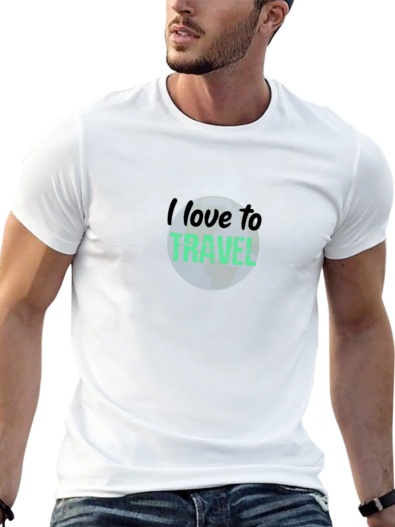 I Love to Travel Graphic T-Shirt - Black