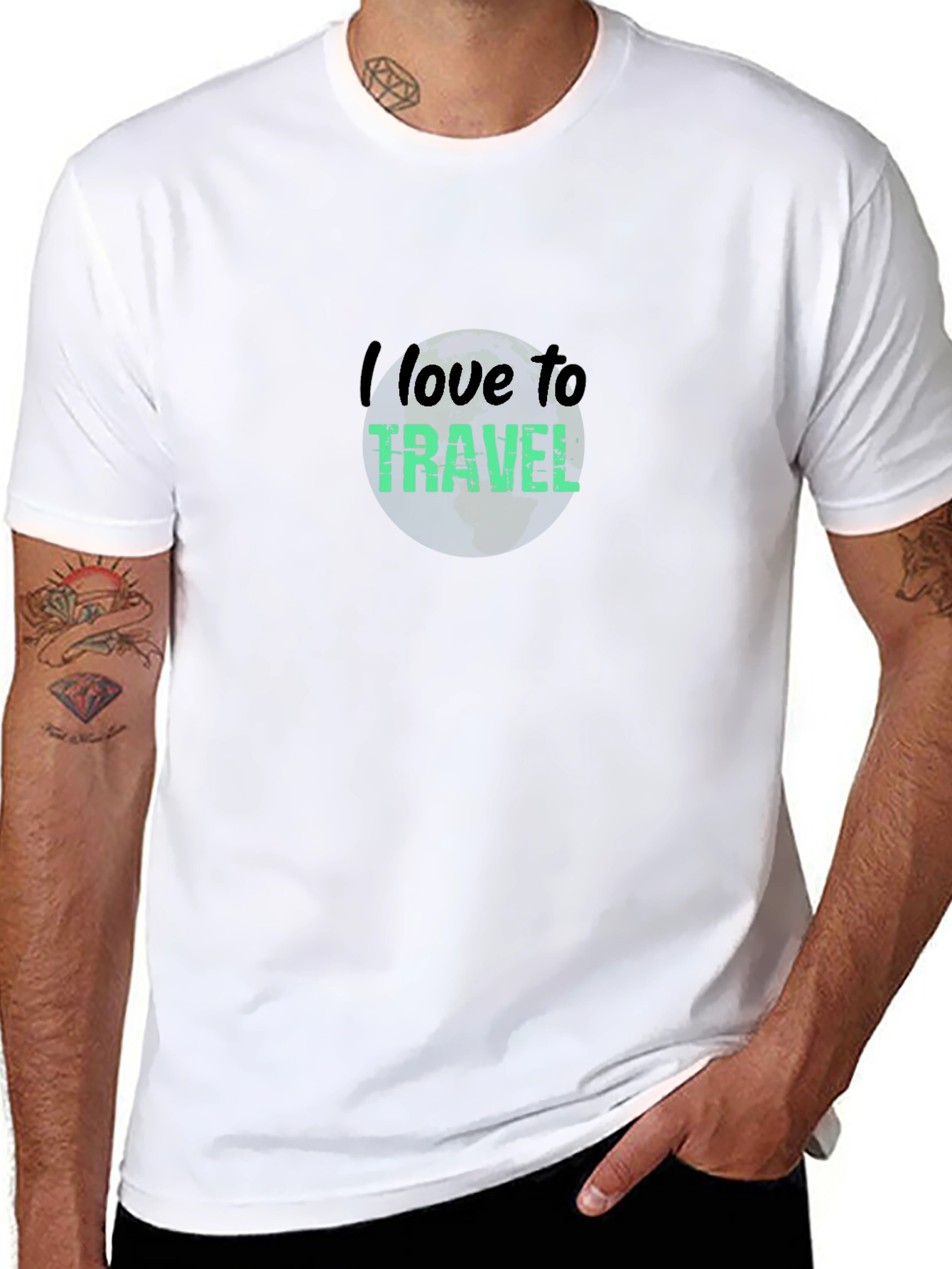 I Love to Travel Graphic T-Shirt - Black