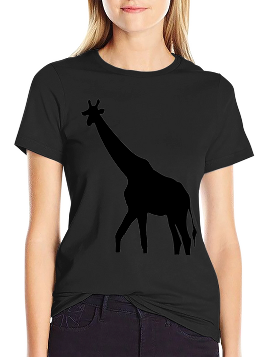 Giraffe Graphic Tee - Black Cotton Casual T-Shirt