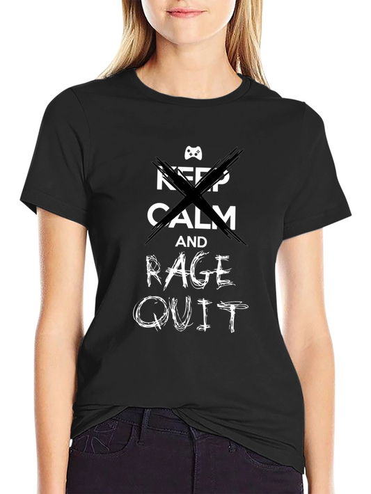 Keep Calm and Rage Quit Black T-Shirt Gamer