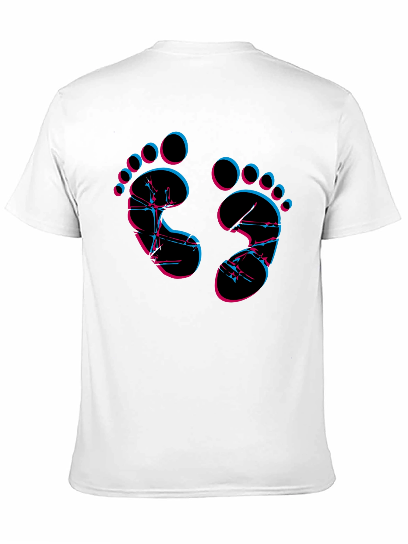 Trendy Footprint Graphic Tee - Black Crew Neck