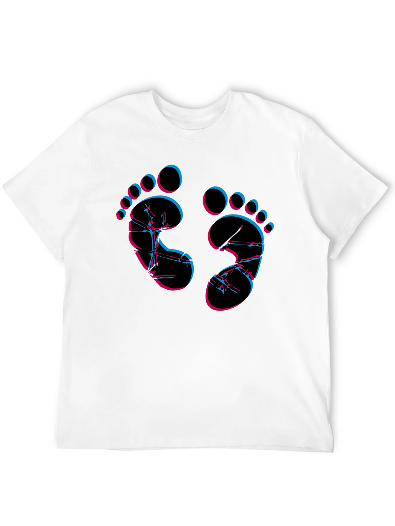 Trendy Footprint Graphic Tee - Black Crew Neck