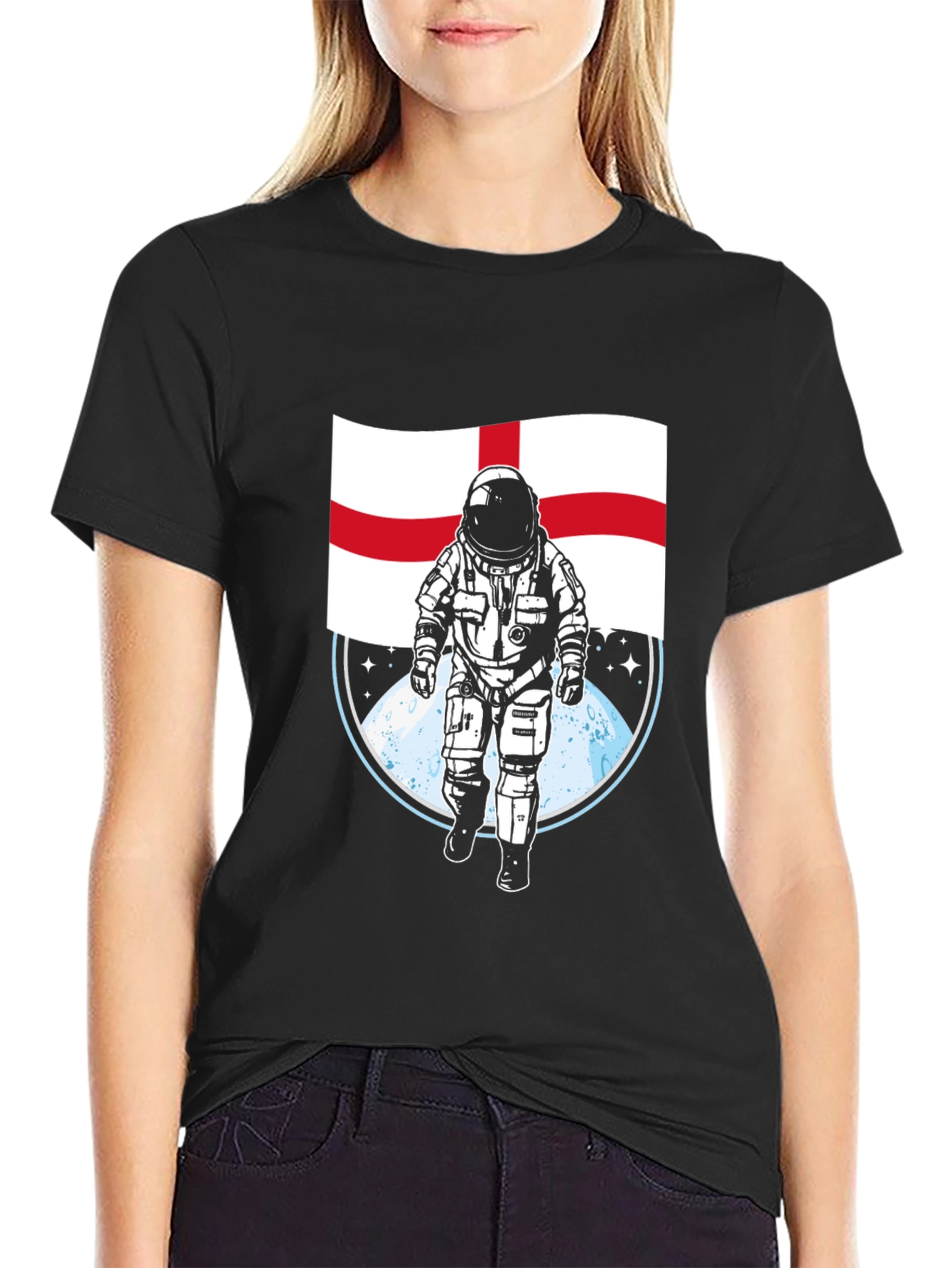 England Flag Astronaut Graphic T-Shirt