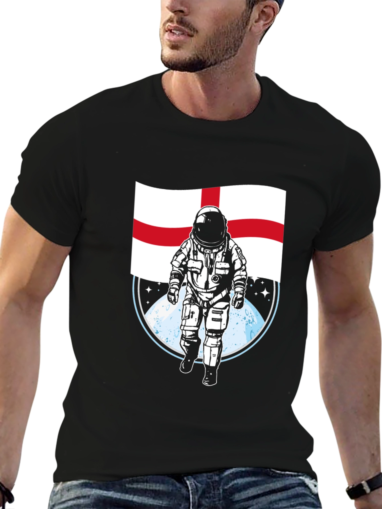 England Flag Astronaut Graphic T-Shirt