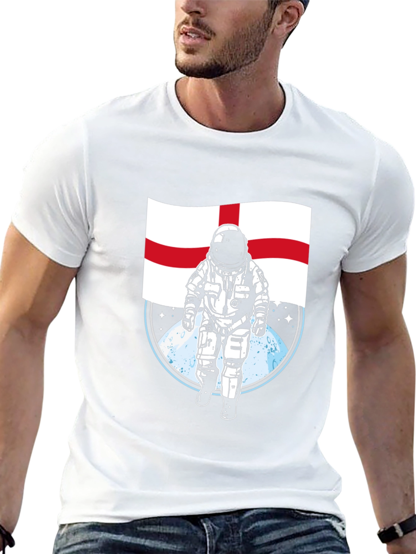 England Flag Astronaut Graphic T-Shirt