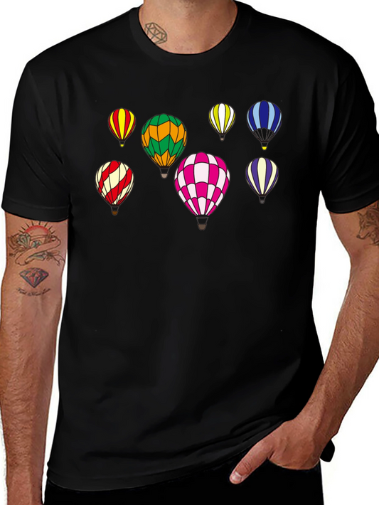 Colorful Hot Air Balloon Print T-Shirt