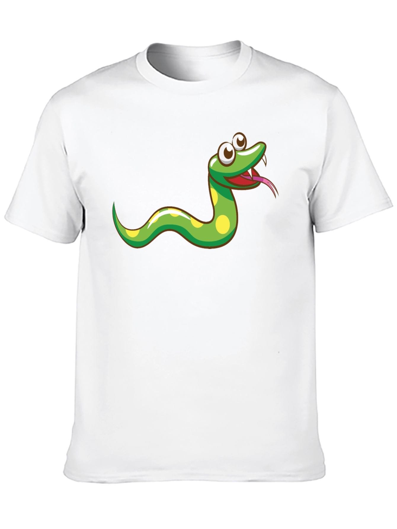 Cartoon Snake Graphic Tee - Black Cotton T-Shirt