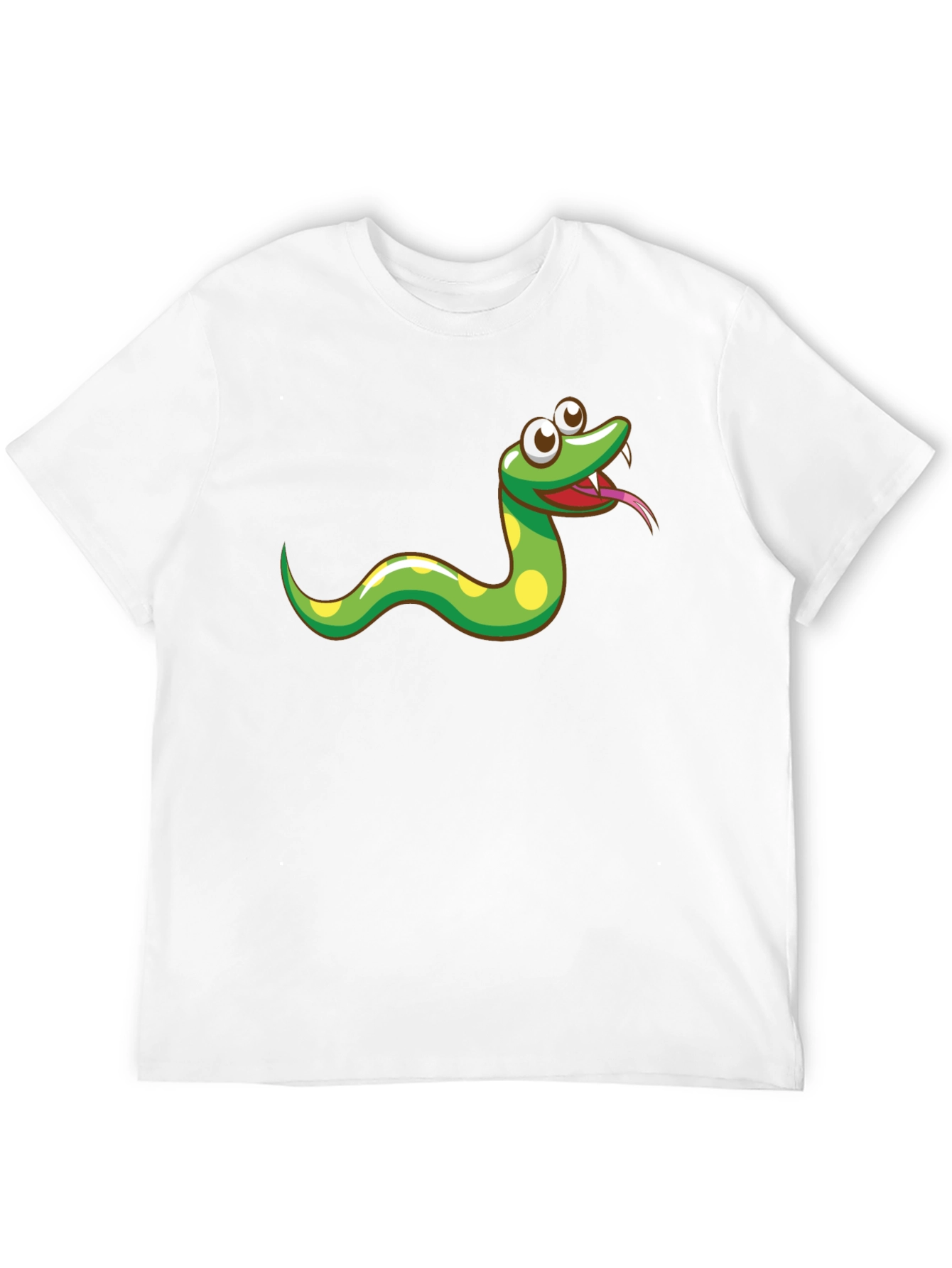 Cartoon Snake Graphic Tee - Black Cotton T-Shirt