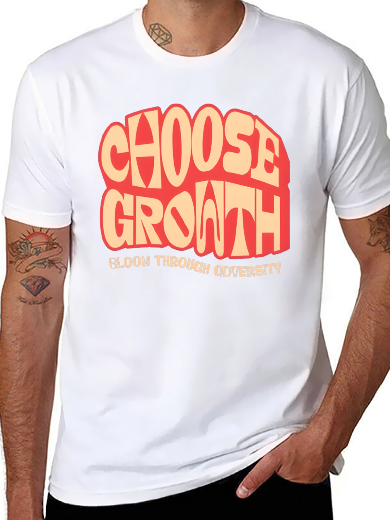 Choose Growth T-Shirt: Bloom Through Adversity Black