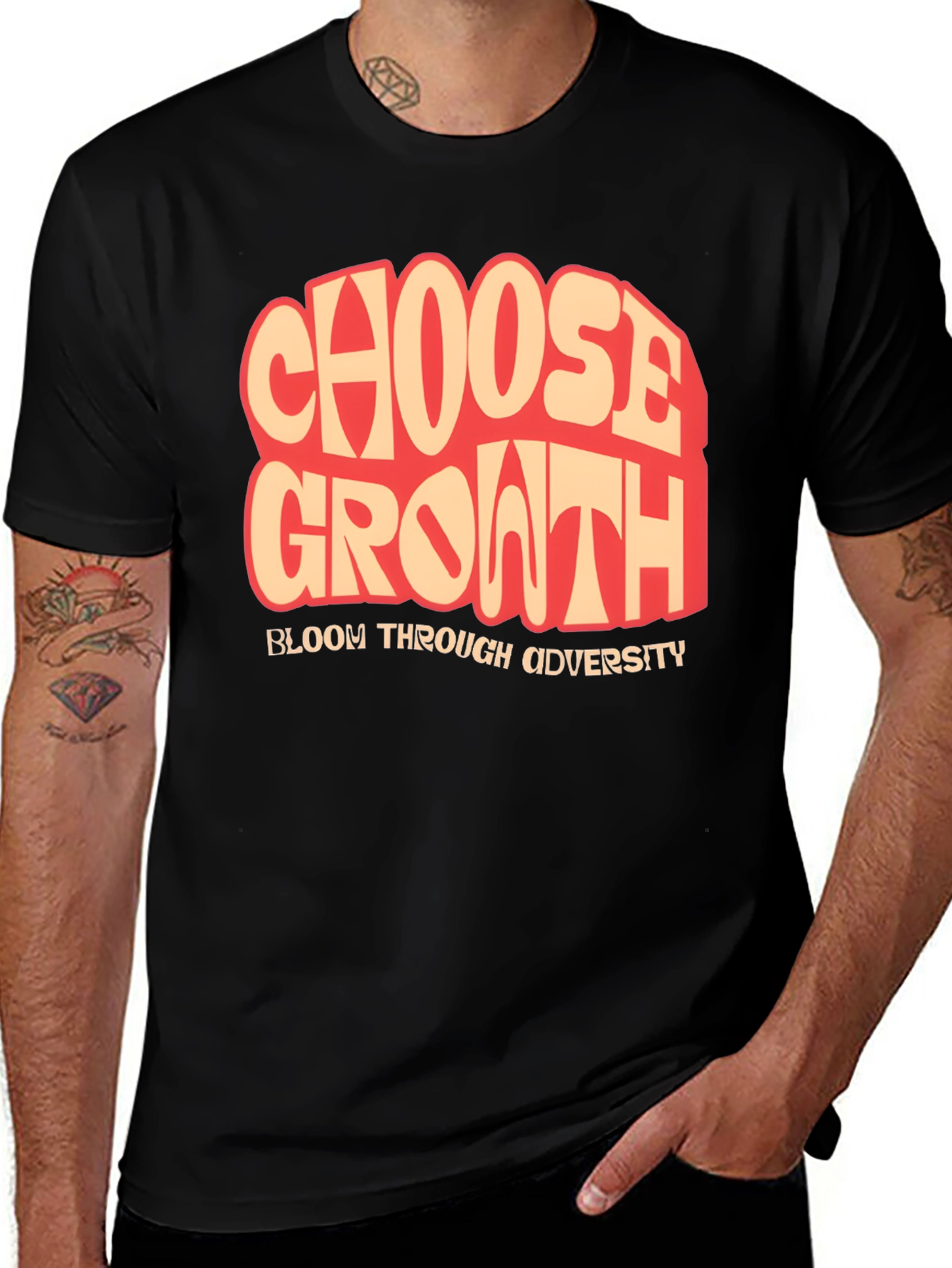 Choose Growth T-Shirt: Bloom Through Adversity Black