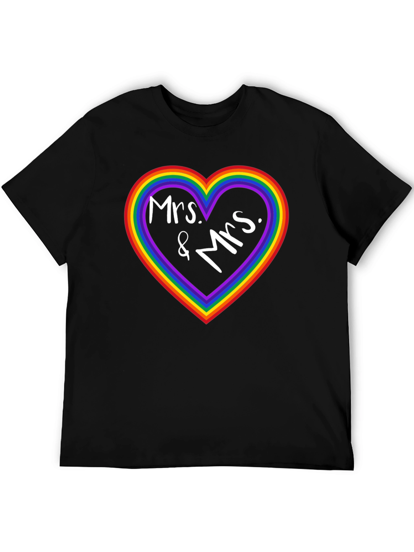 Mrs. & Mrs. Rainbow Heart Pride T-Shirt