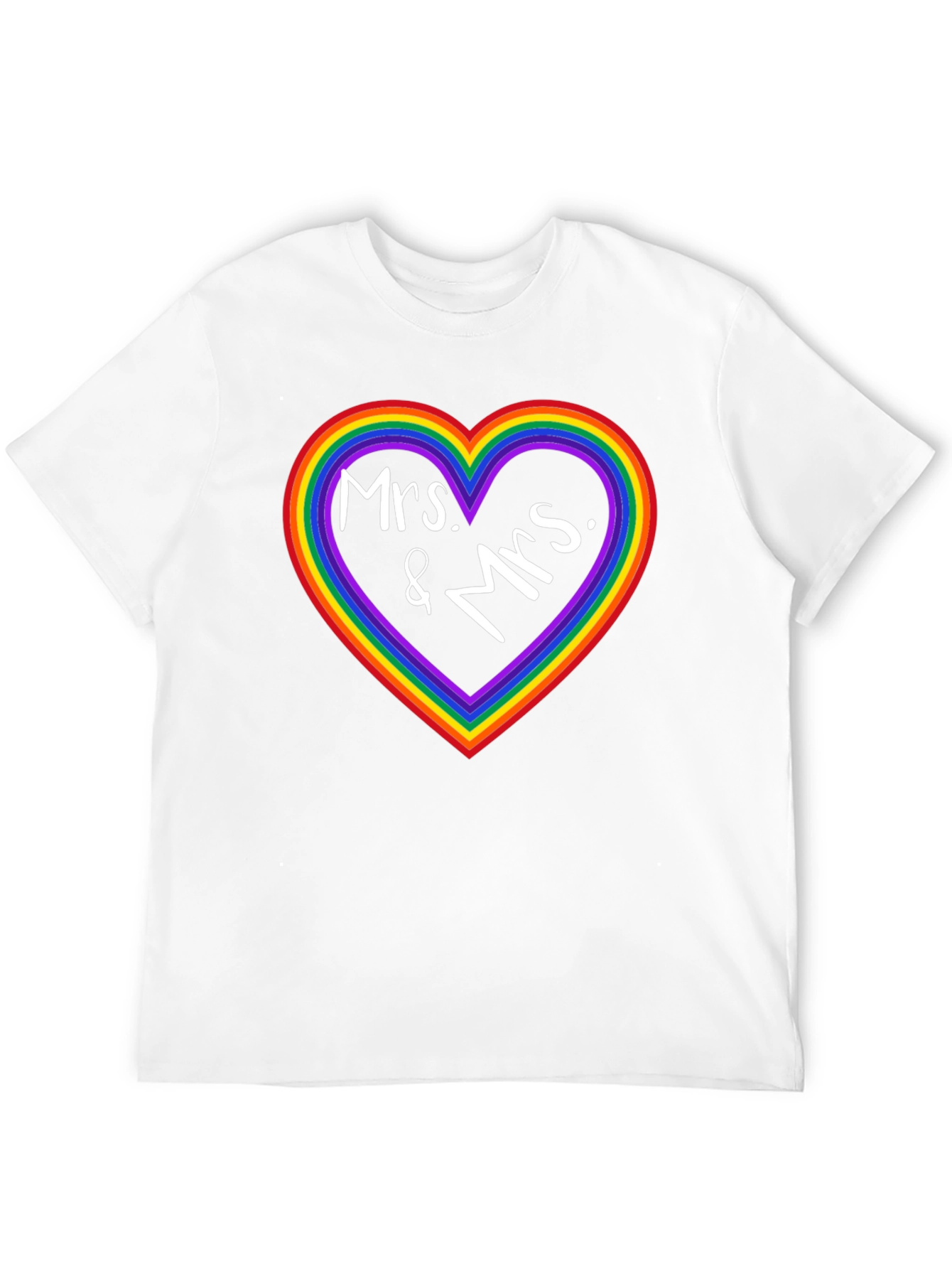 Mrs. & Mrs. Rainbow Heart Pride T-Shirt