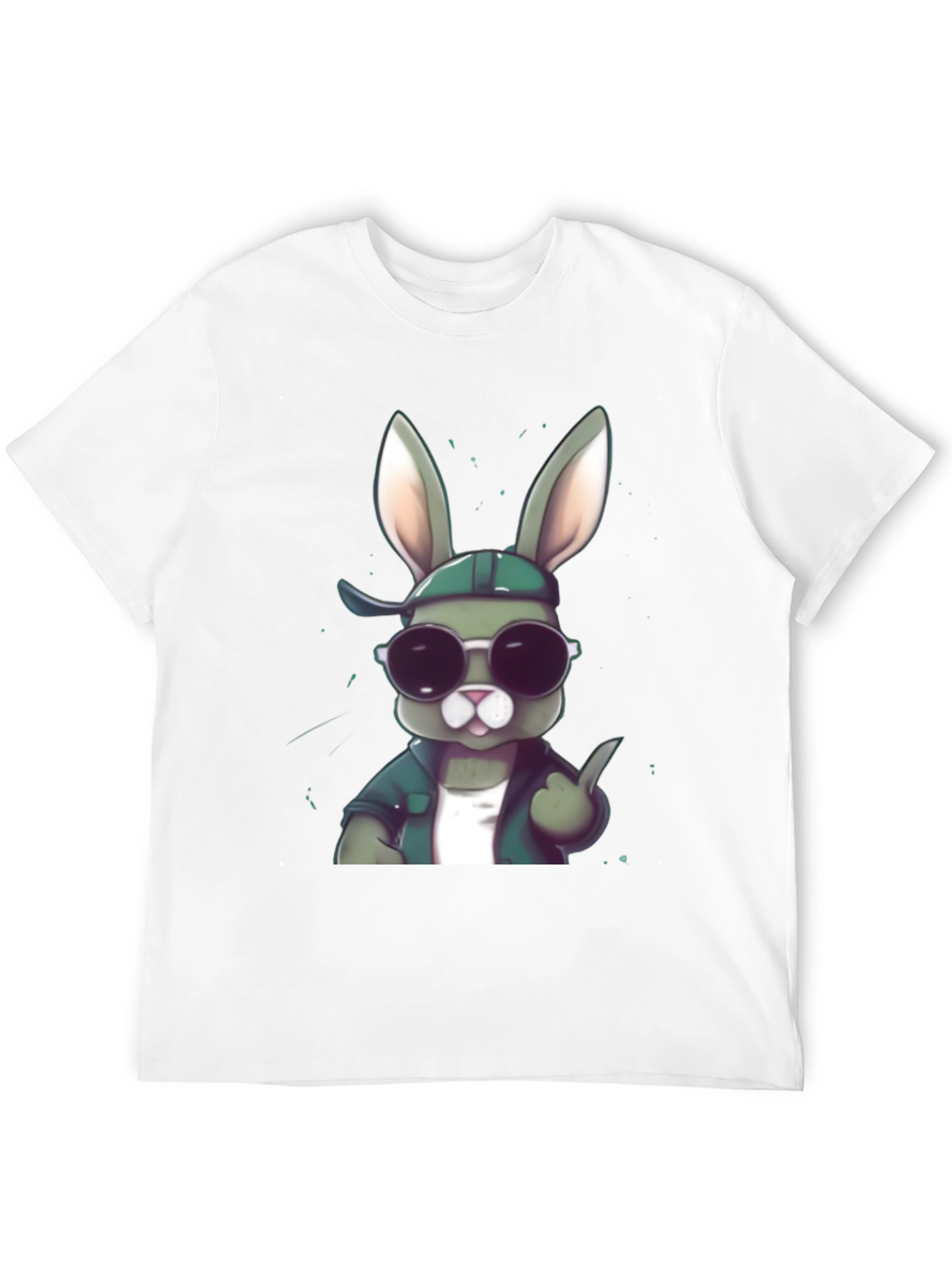 Cool Rabbit Graphic Tee - Black Cotton Blend