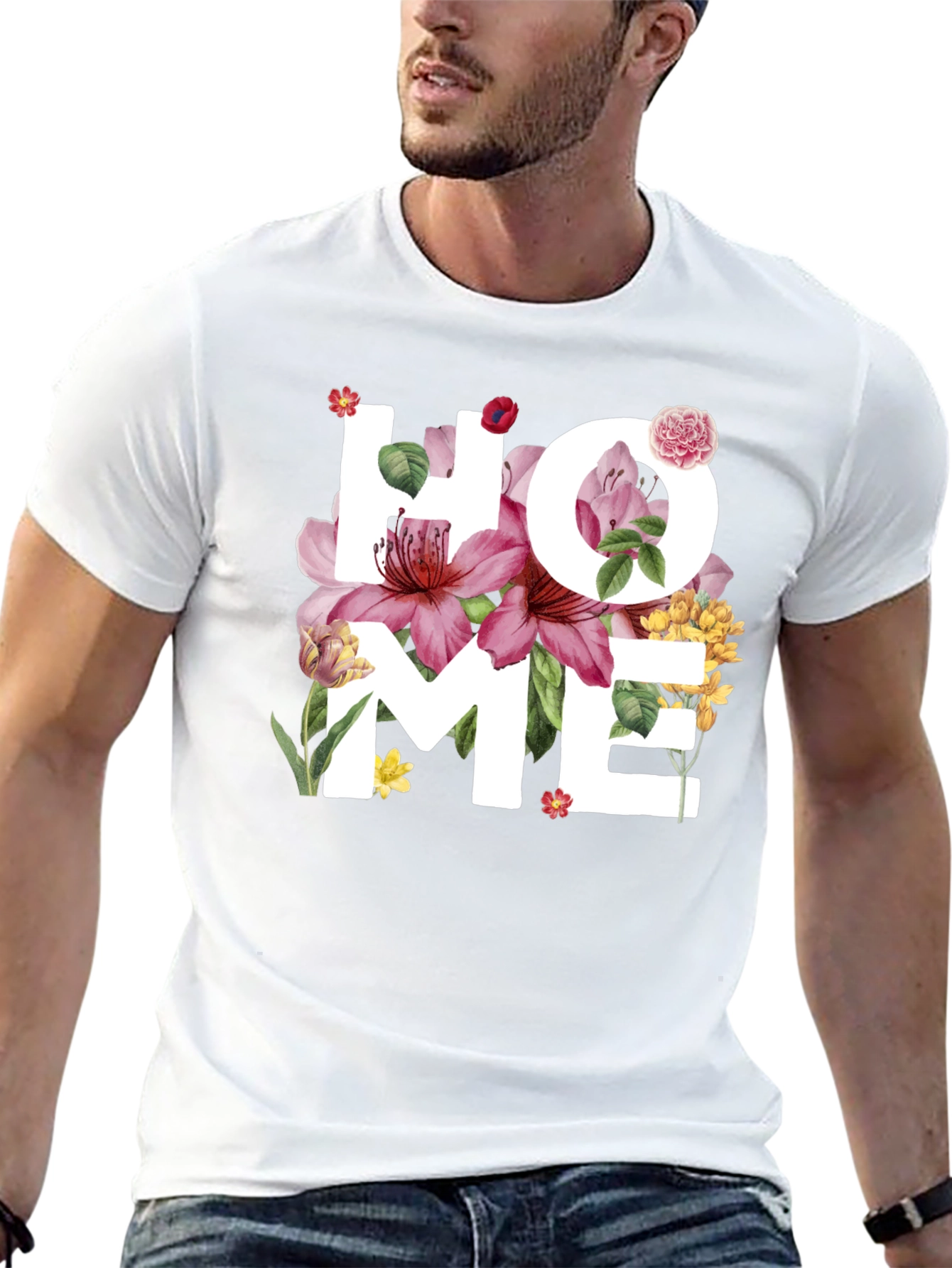 Floral HOME Graphic Tee - Stylish Comfort