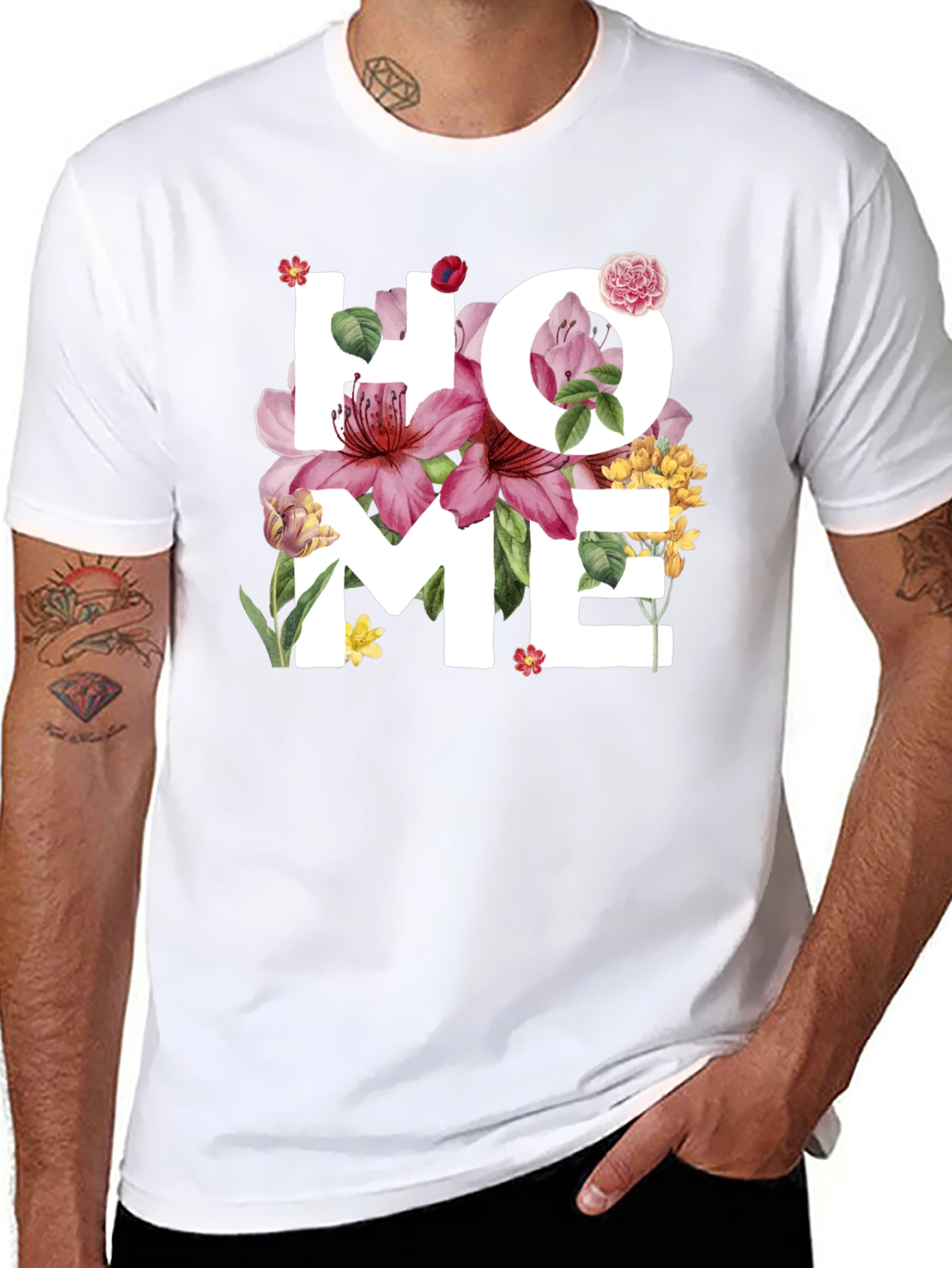 Floral HOME Graphic Tee - Stylish Comfort