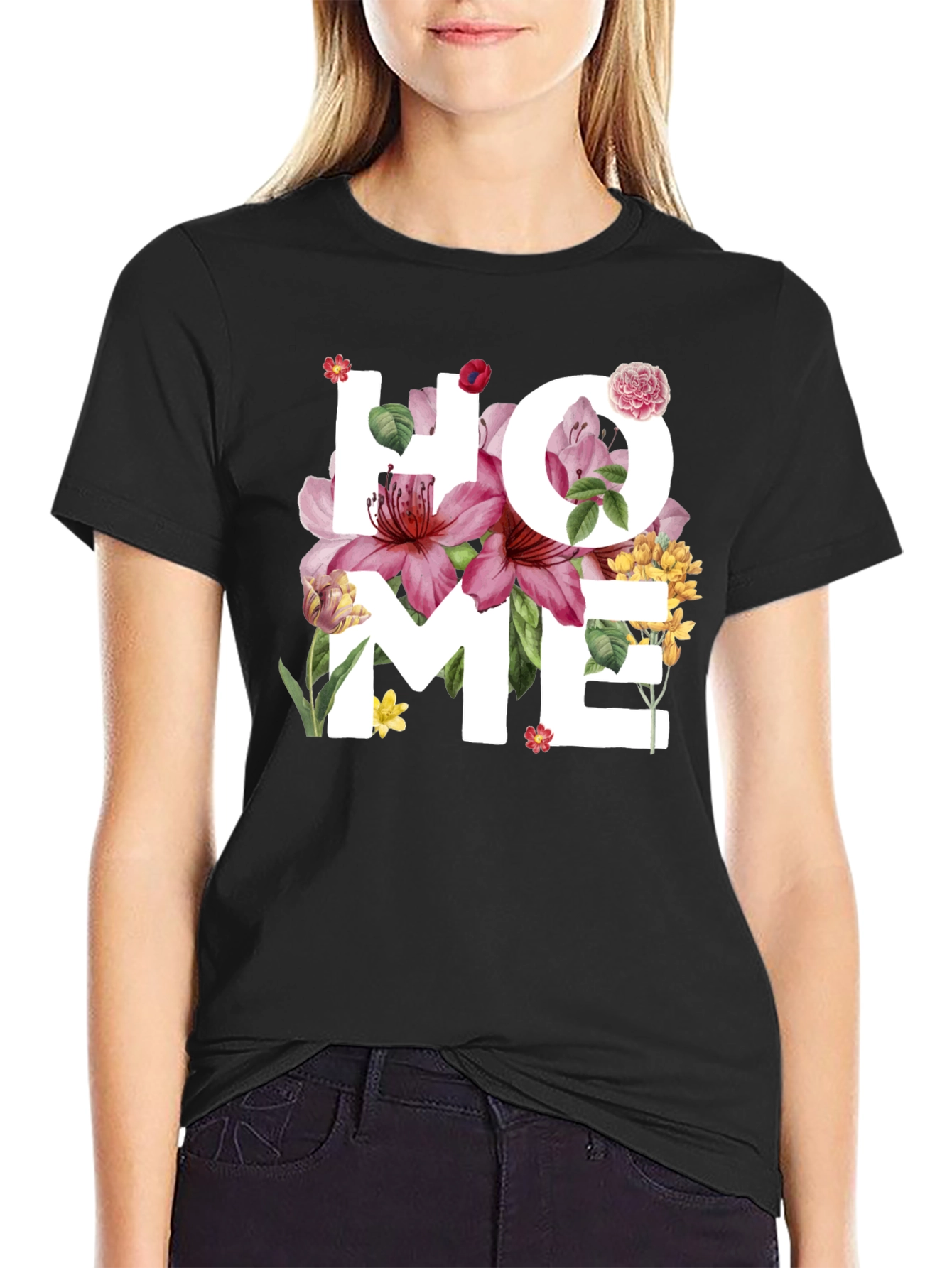 Floral HOME Graphic Tee - Stylish Comfort