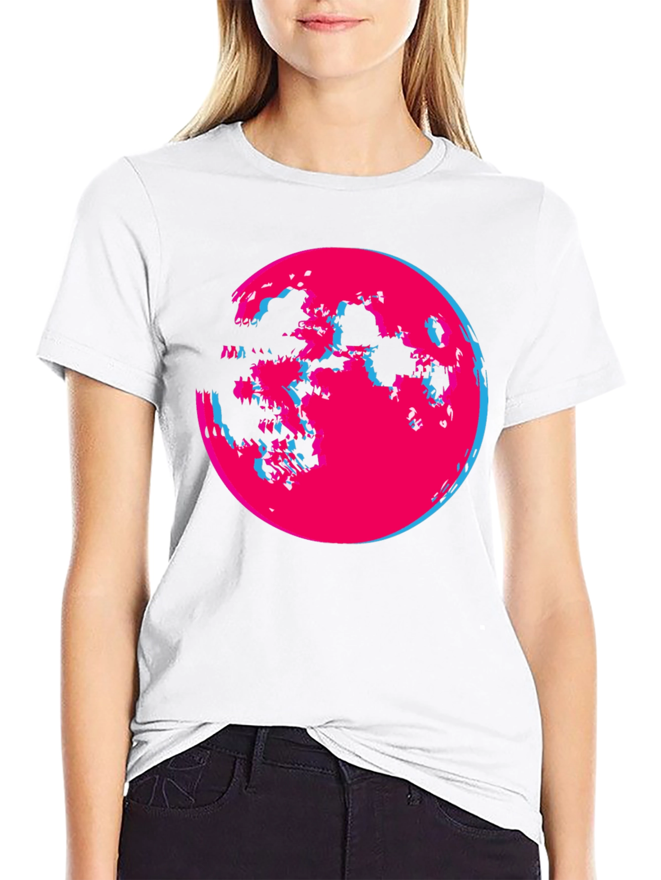 Vaporwave Moon Graphic Tee - Trendy Retro Design