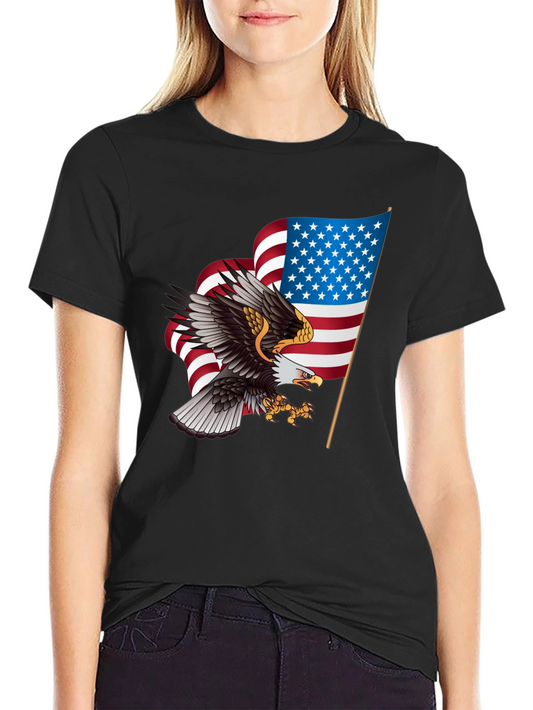Patriotic Eagle & US Flag Graphic T-Shirt