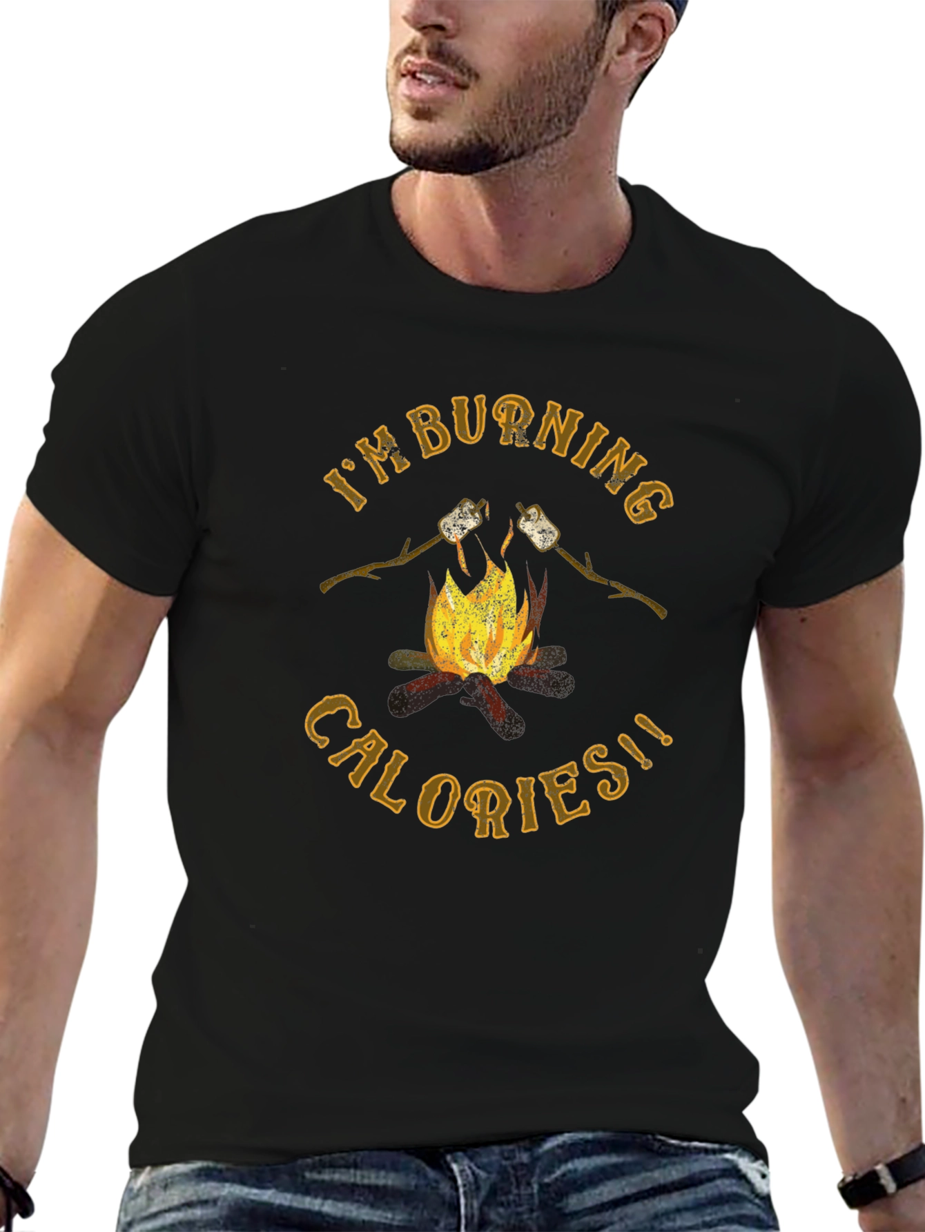 Burning Calories Marshmallow Campfire Graphic Tee