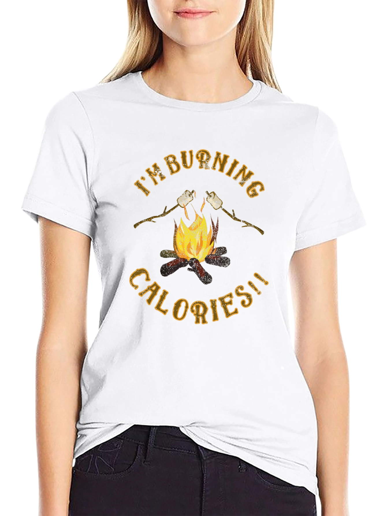 Burning Calories Marshmallow Campfire Graphic Tee