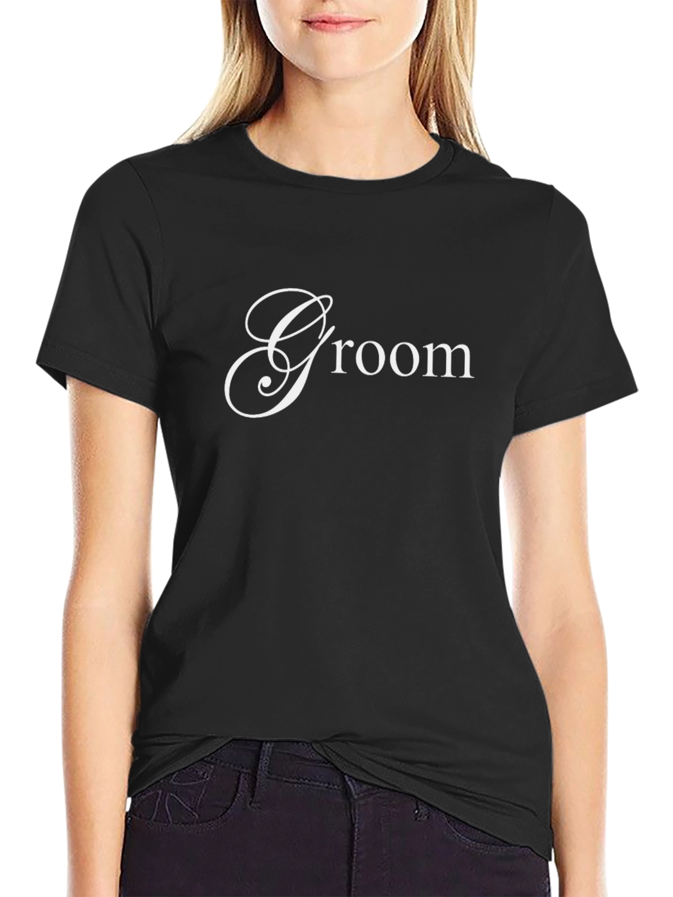 Groom Script Graphic Black T-Shirt