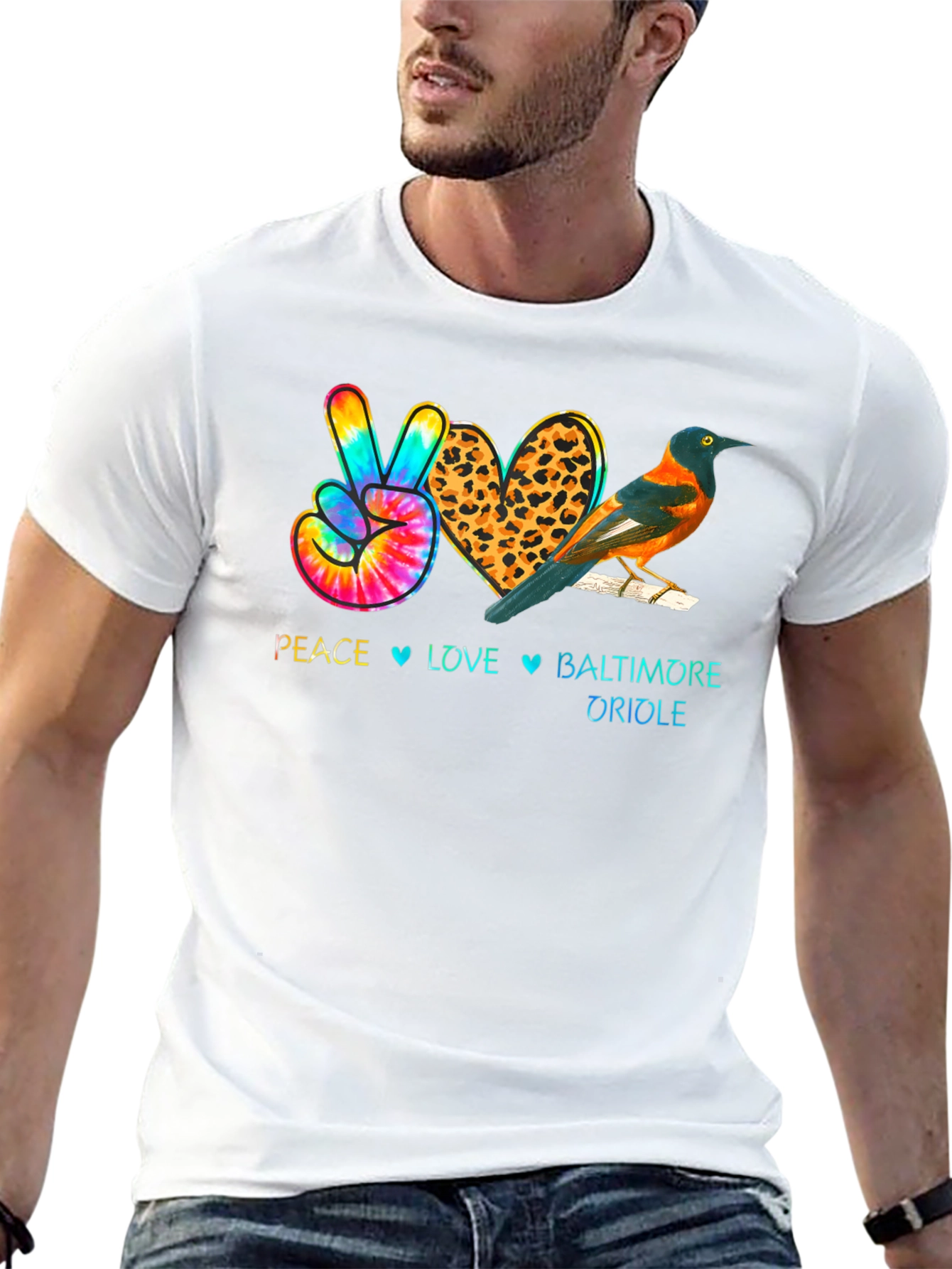 Peace Love Baltimore Oriole Graphic Tee