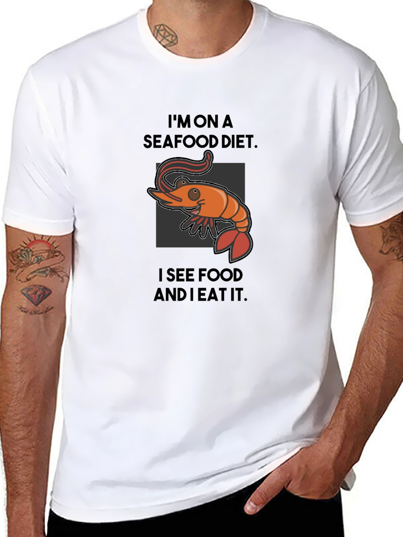 Seafood Diet Funny Graphic T-Shirt
