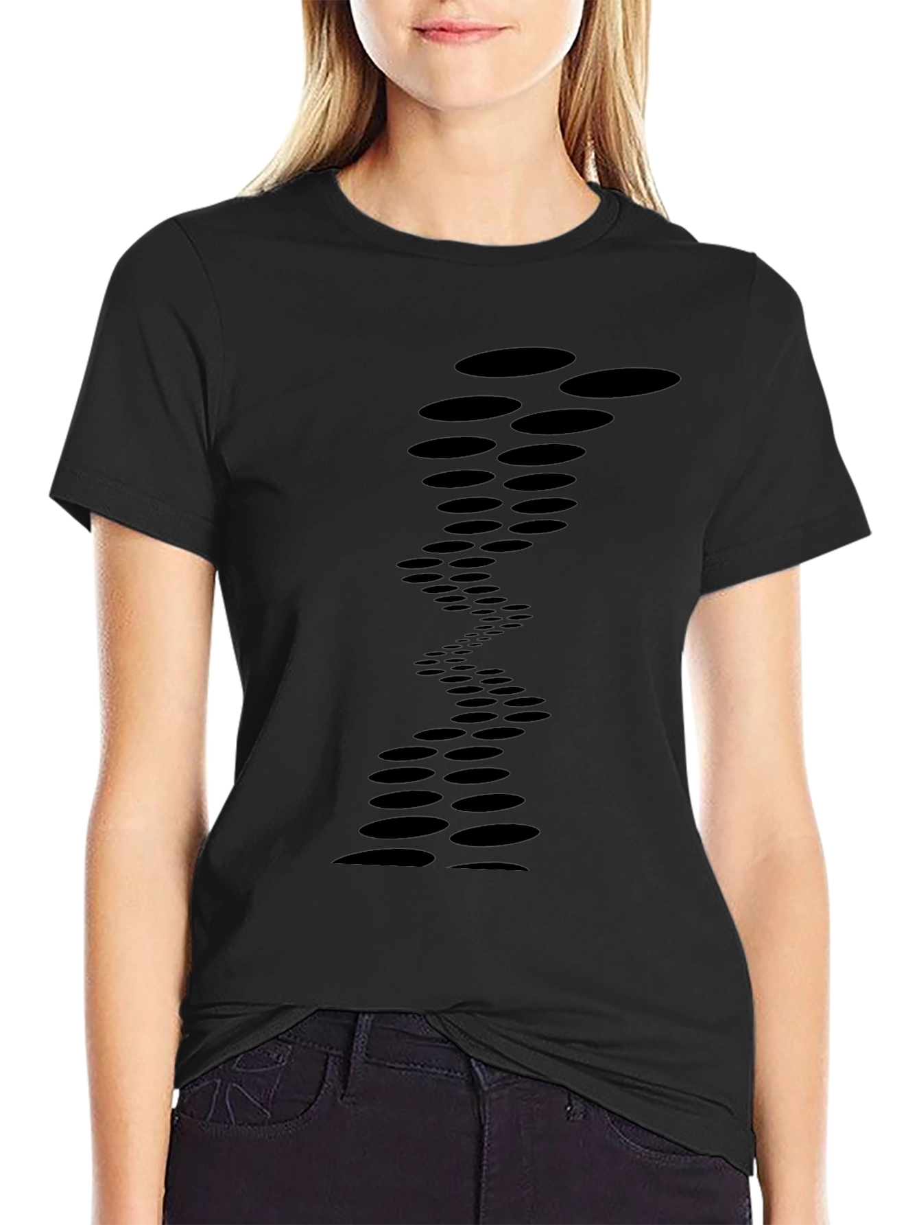 Mens Black Tee with Abstract Circle Design