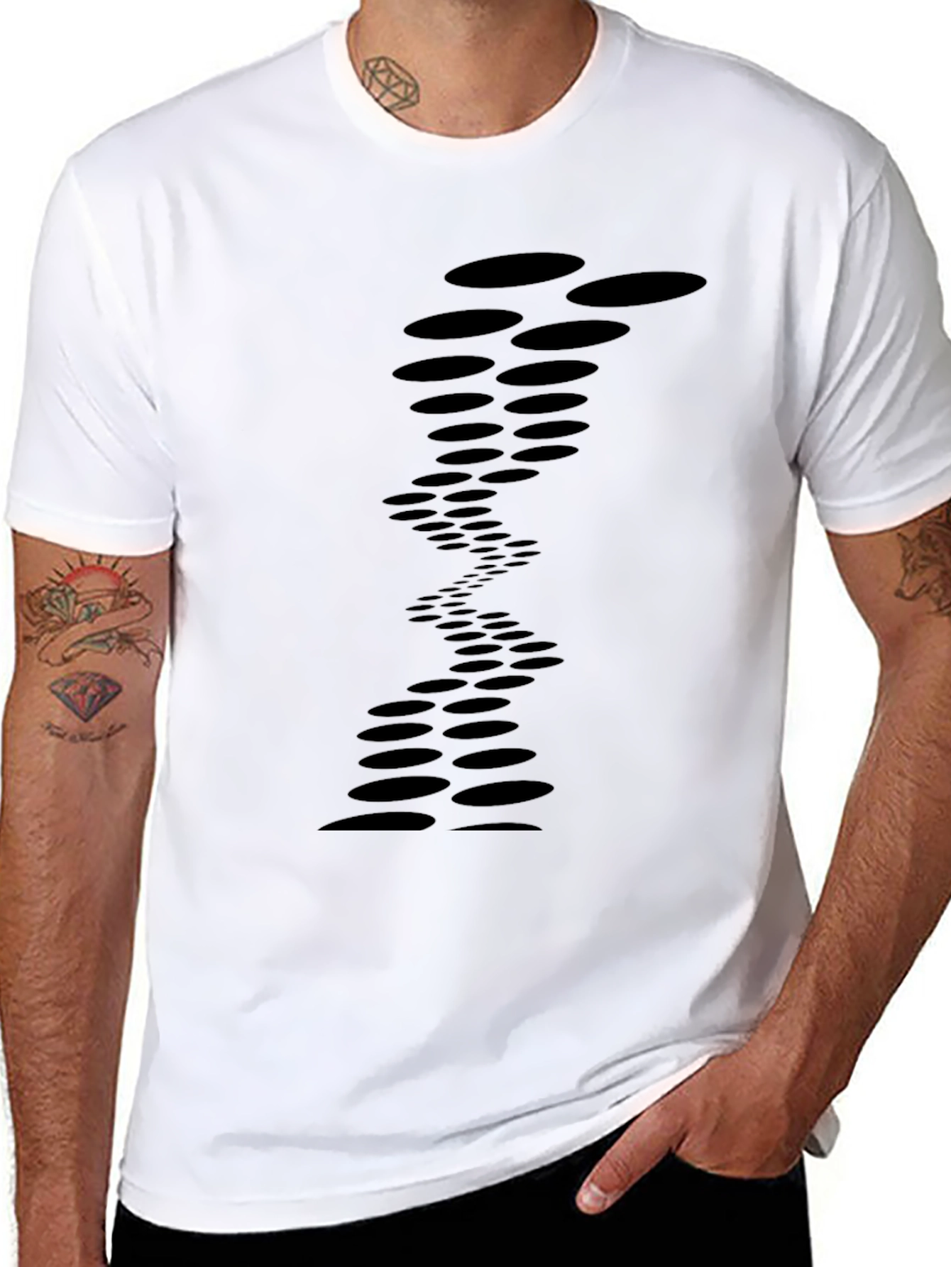Mens Black Tee with Abstract Circle Design
