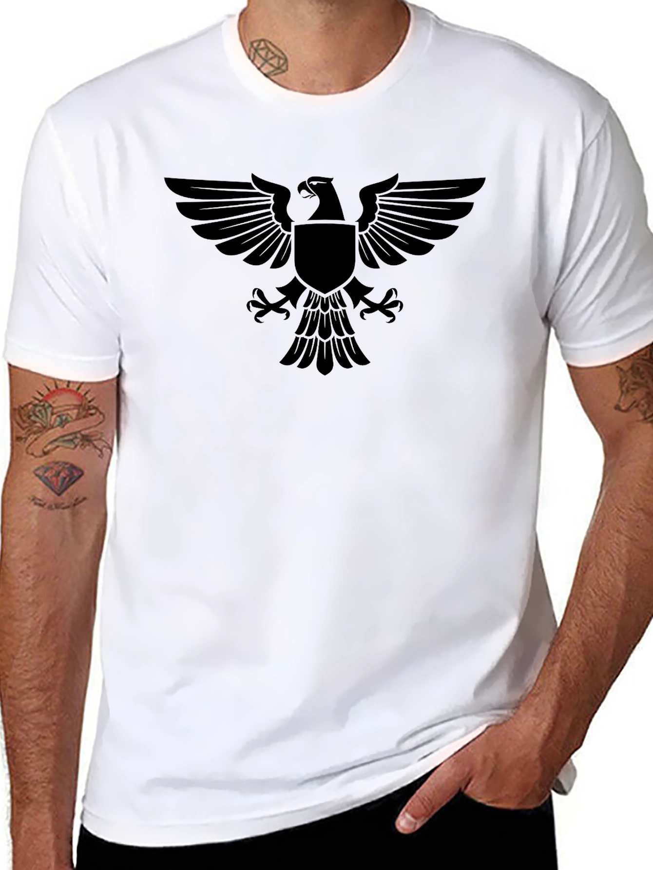 Emblem Tee: Black Eagle Crest Graphic T-Shirt