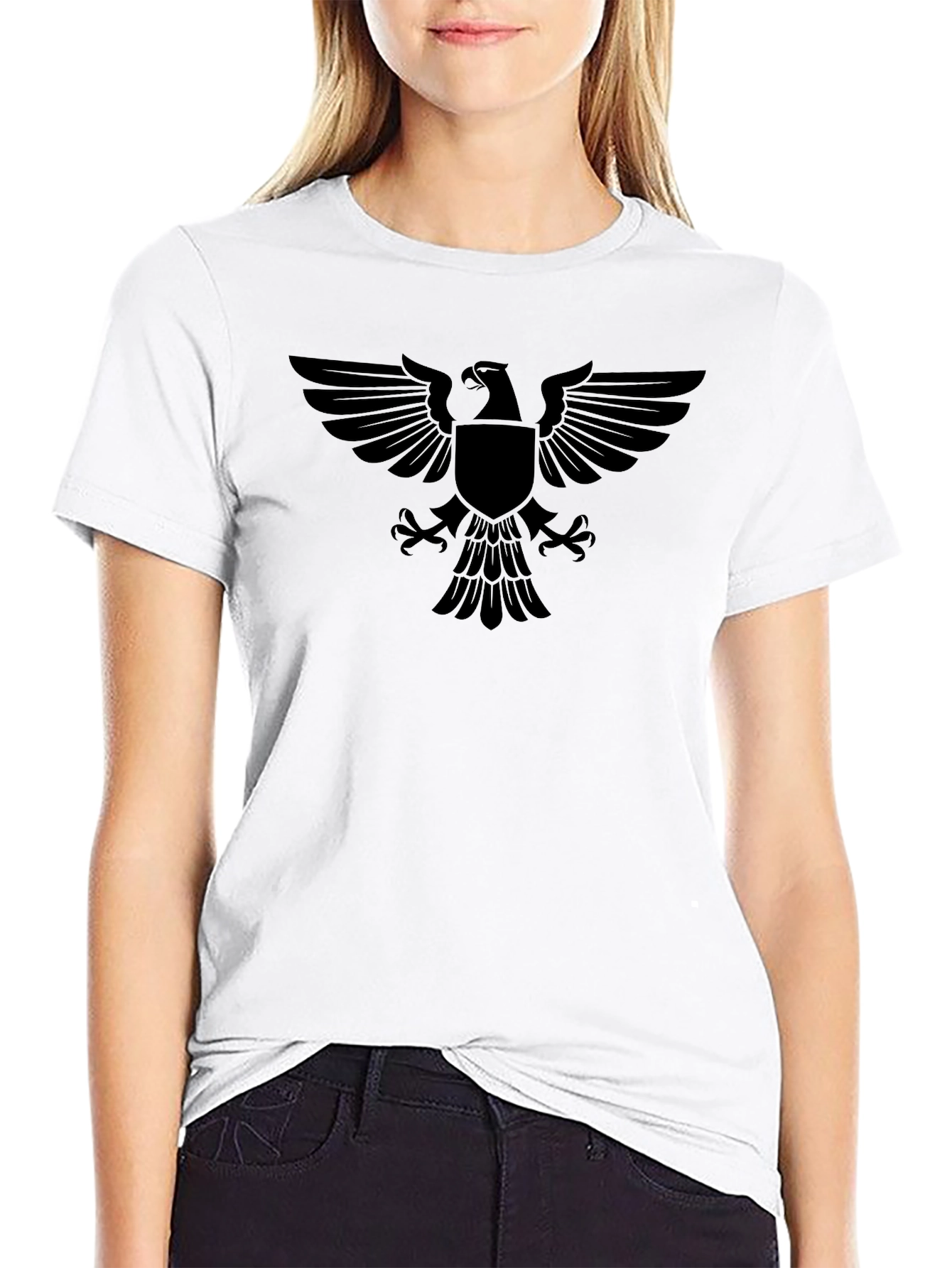 Emblem Tee: Black Eagle Crest Graphic T-Shirt