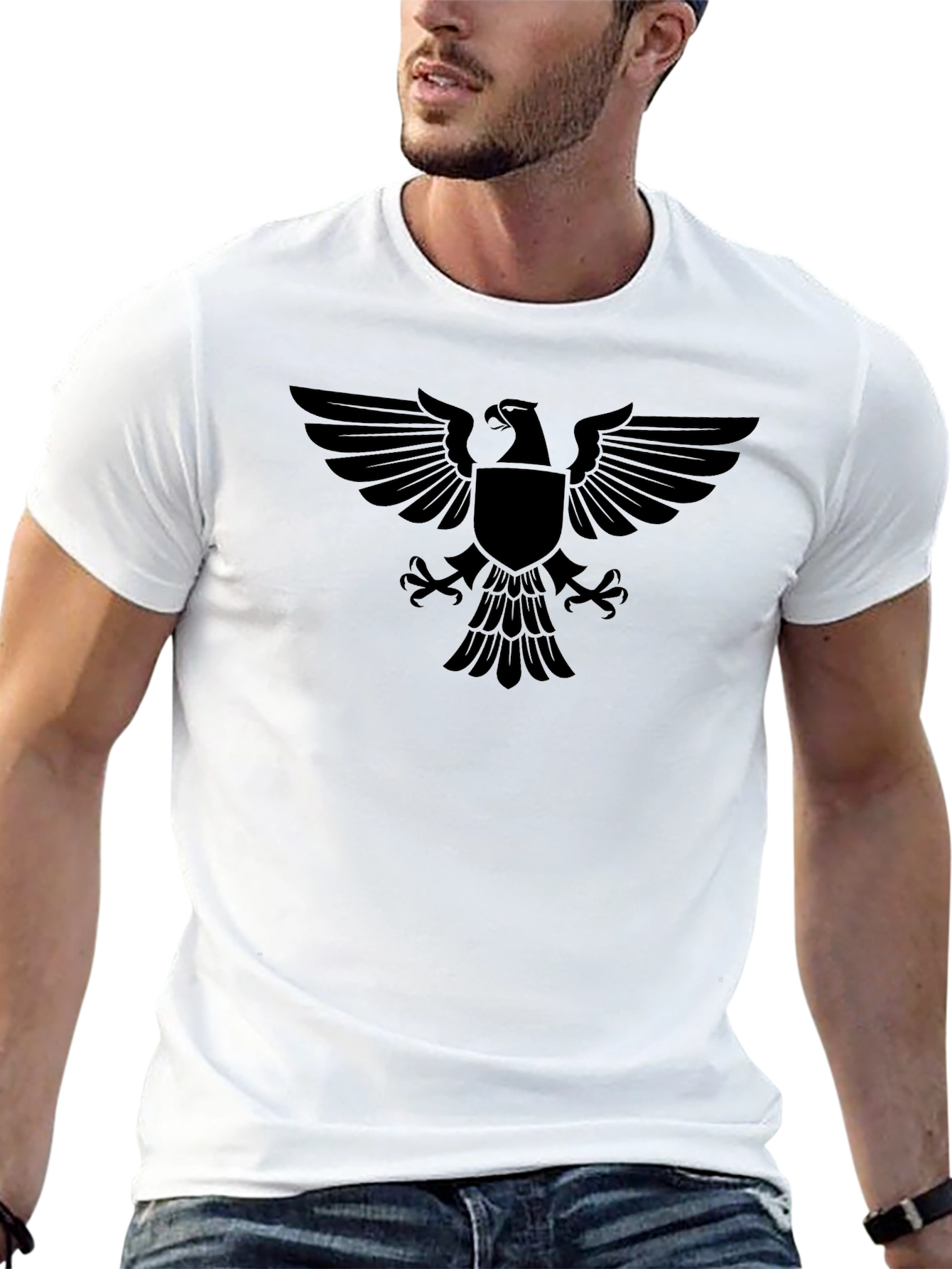 Emblem Tee: Black Eagle Crest Graphic T-Shirt