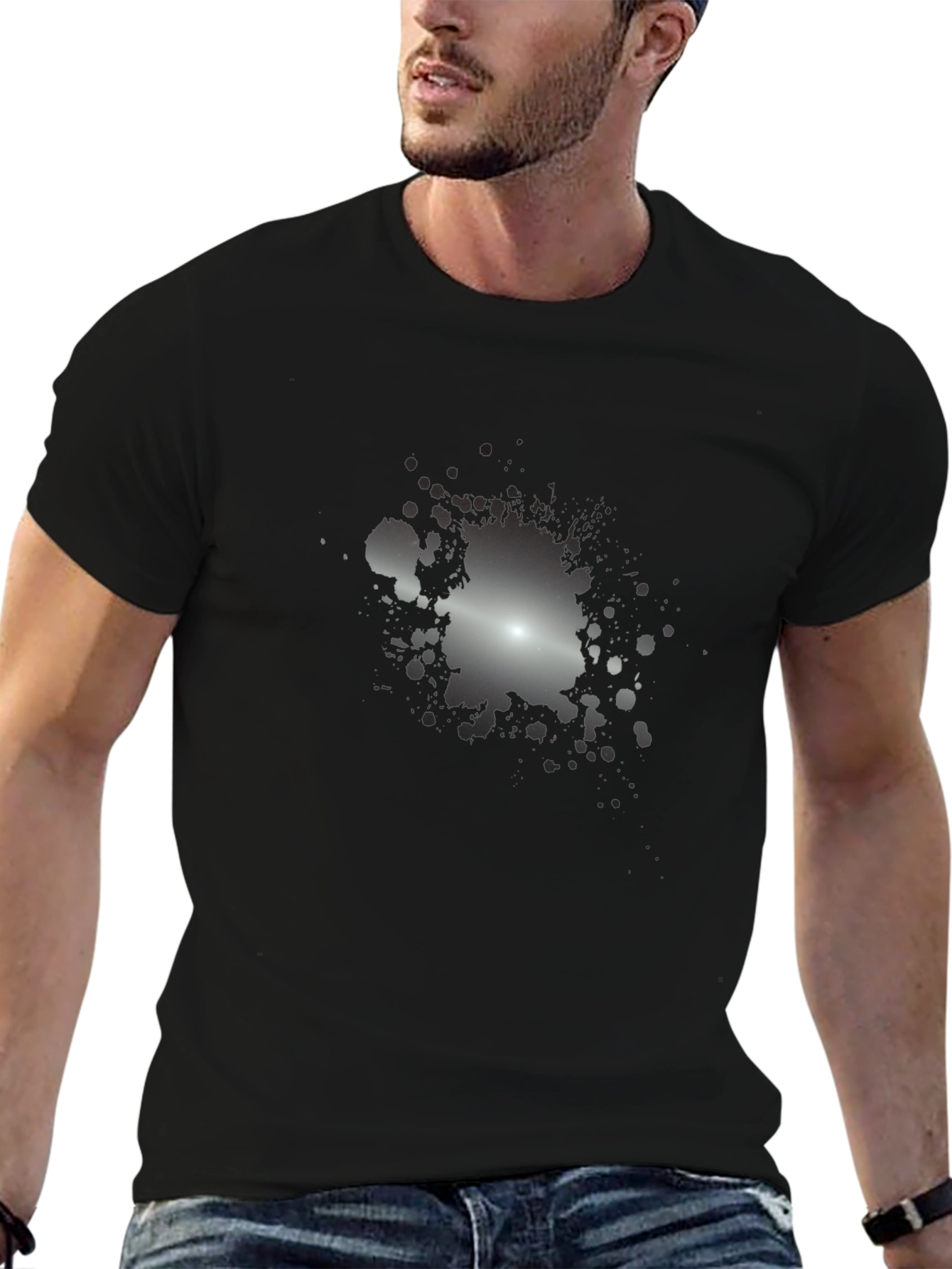 Mens Black T-Shirt with Abstract Splatter Design