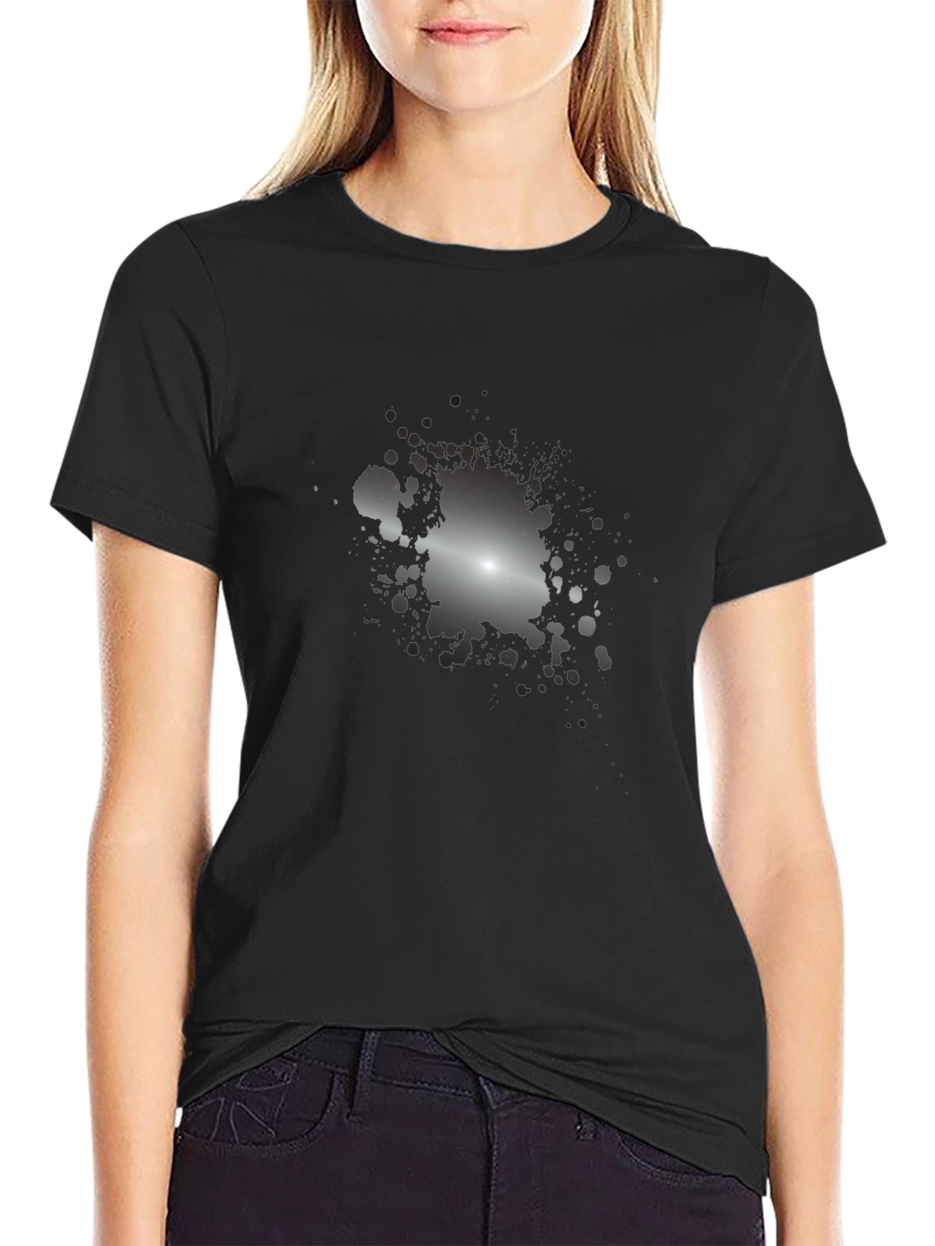 Mens Black T-Shirt with Abstract Splatter Design