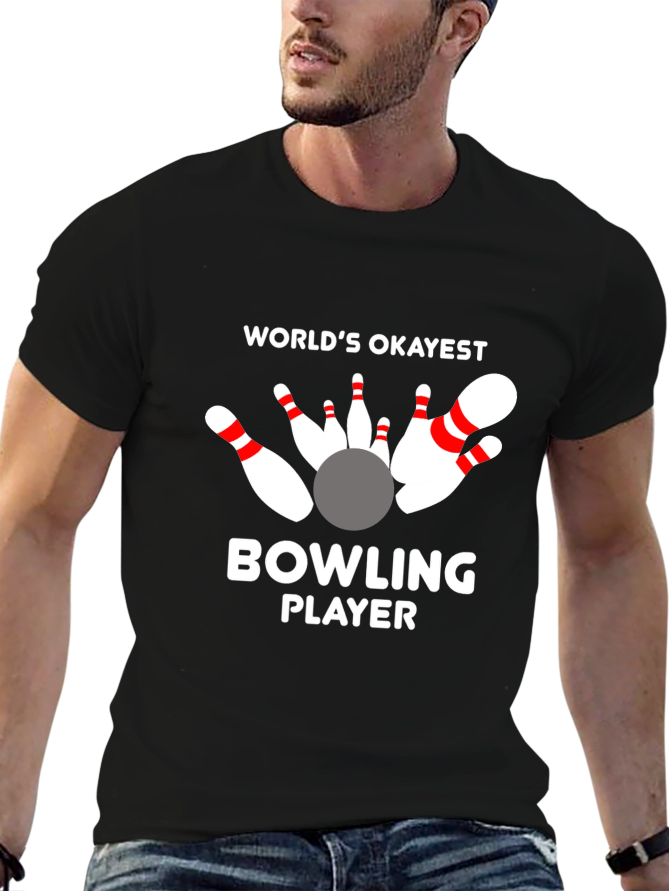 Worlds Okayest Bowling Player Graphic T-Shirt