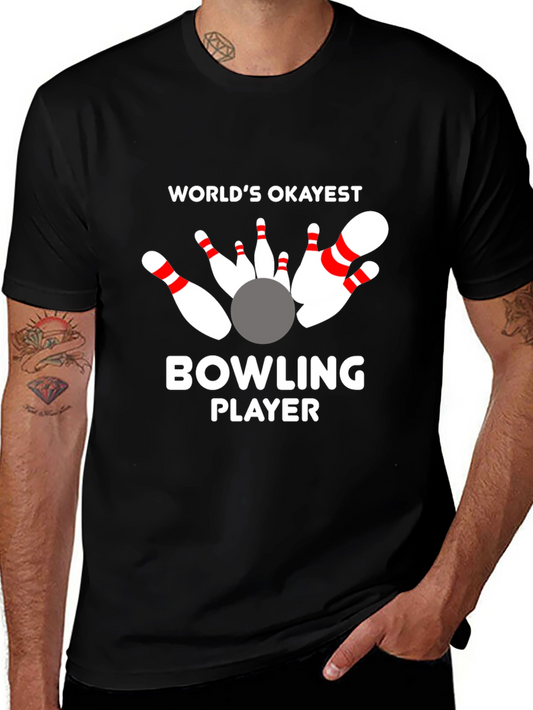 Worlds Okayest Bowling Player Graphic T-Shirt