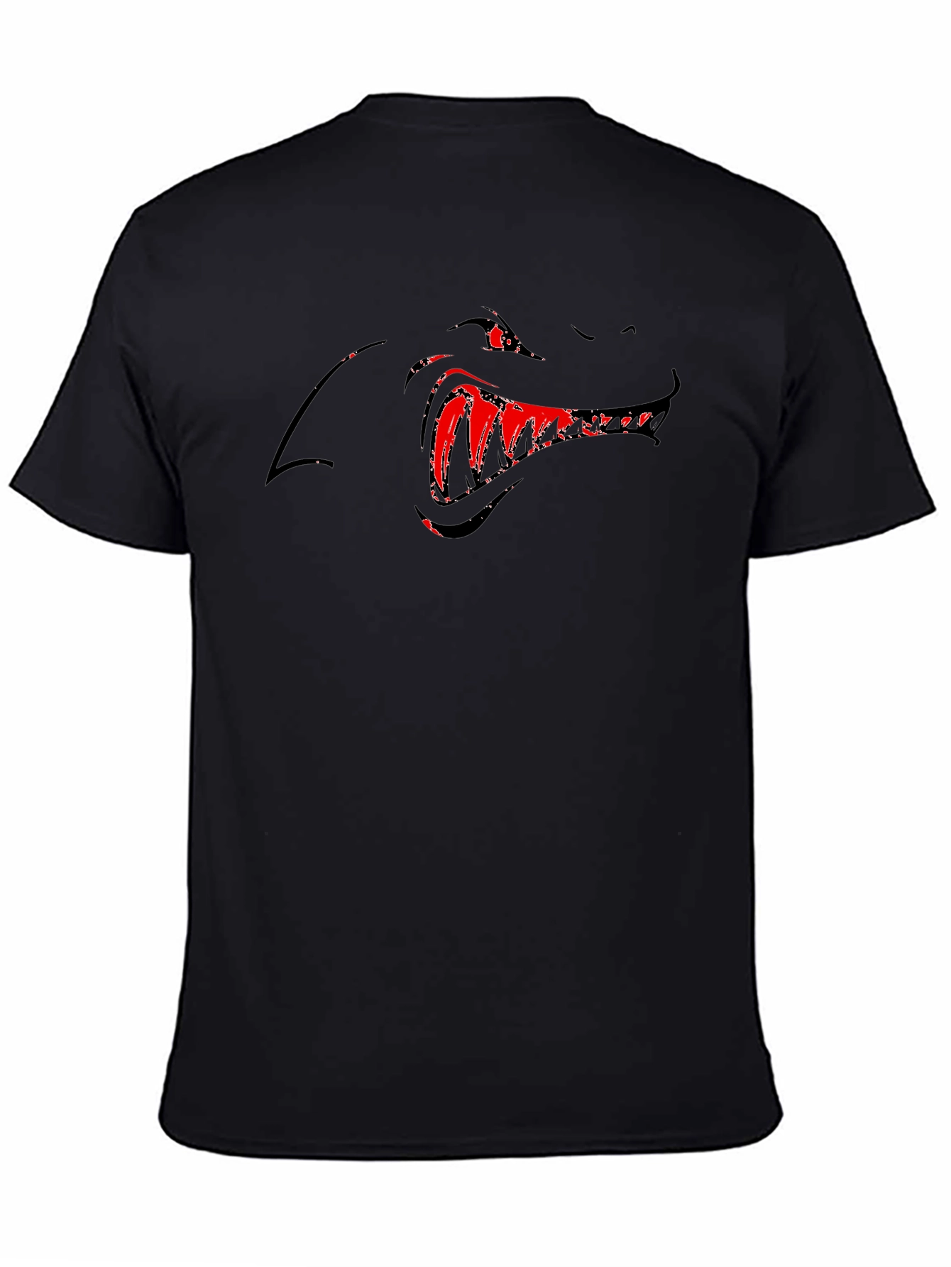 Mens Black Graphic Tee - Monster Mouth Design