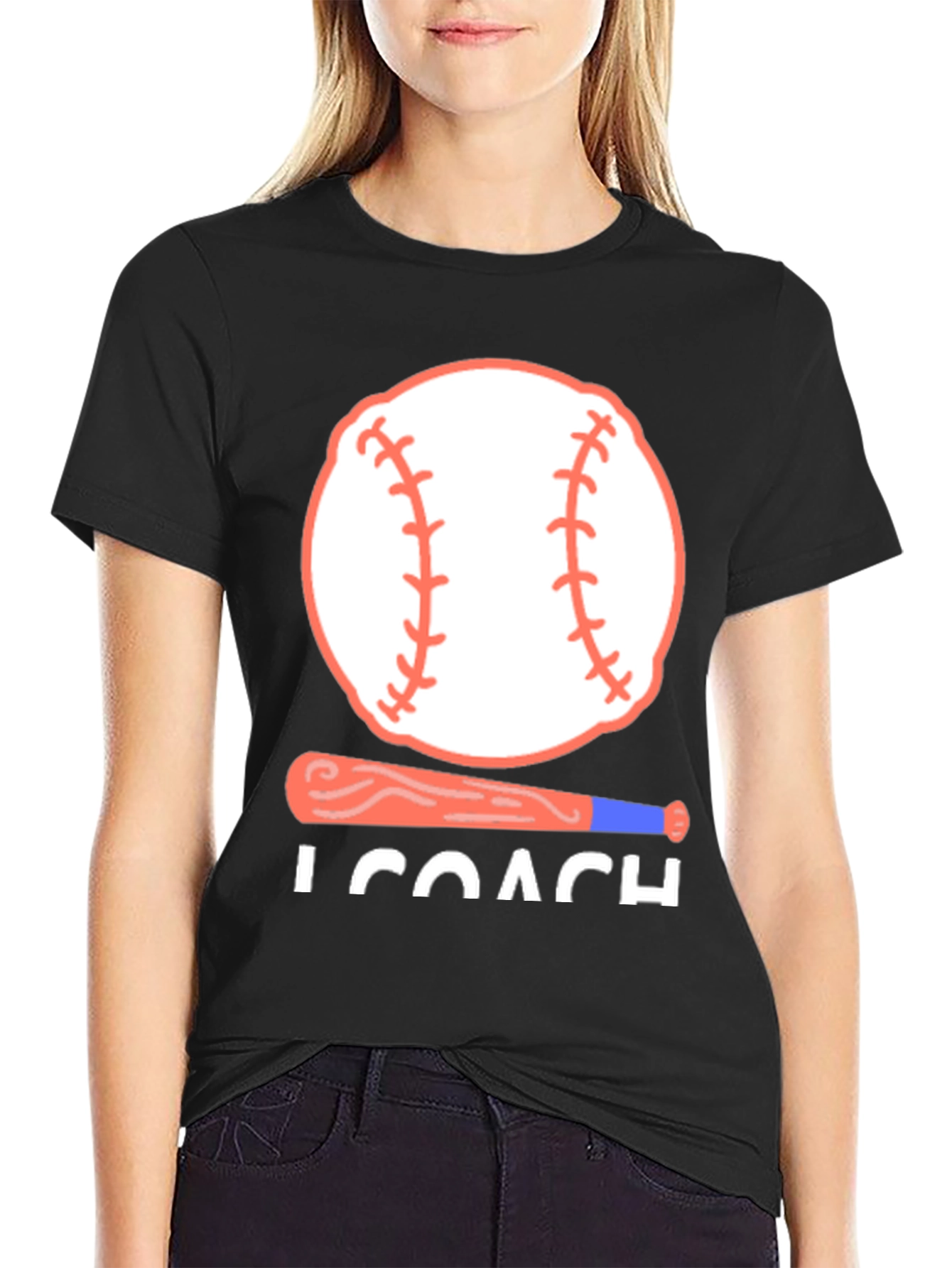 Baseball Coach T-Shirt - Baseball Bat and Ball Design