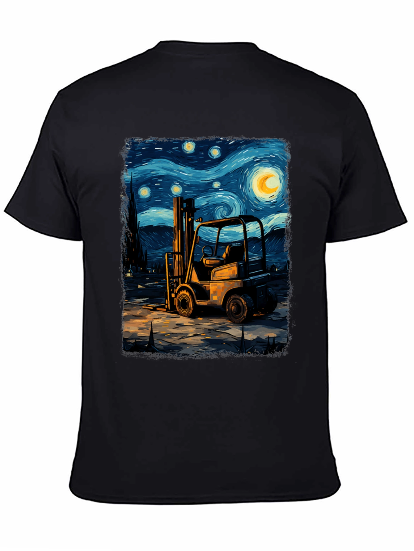 Forklift Starry Night Art Tee