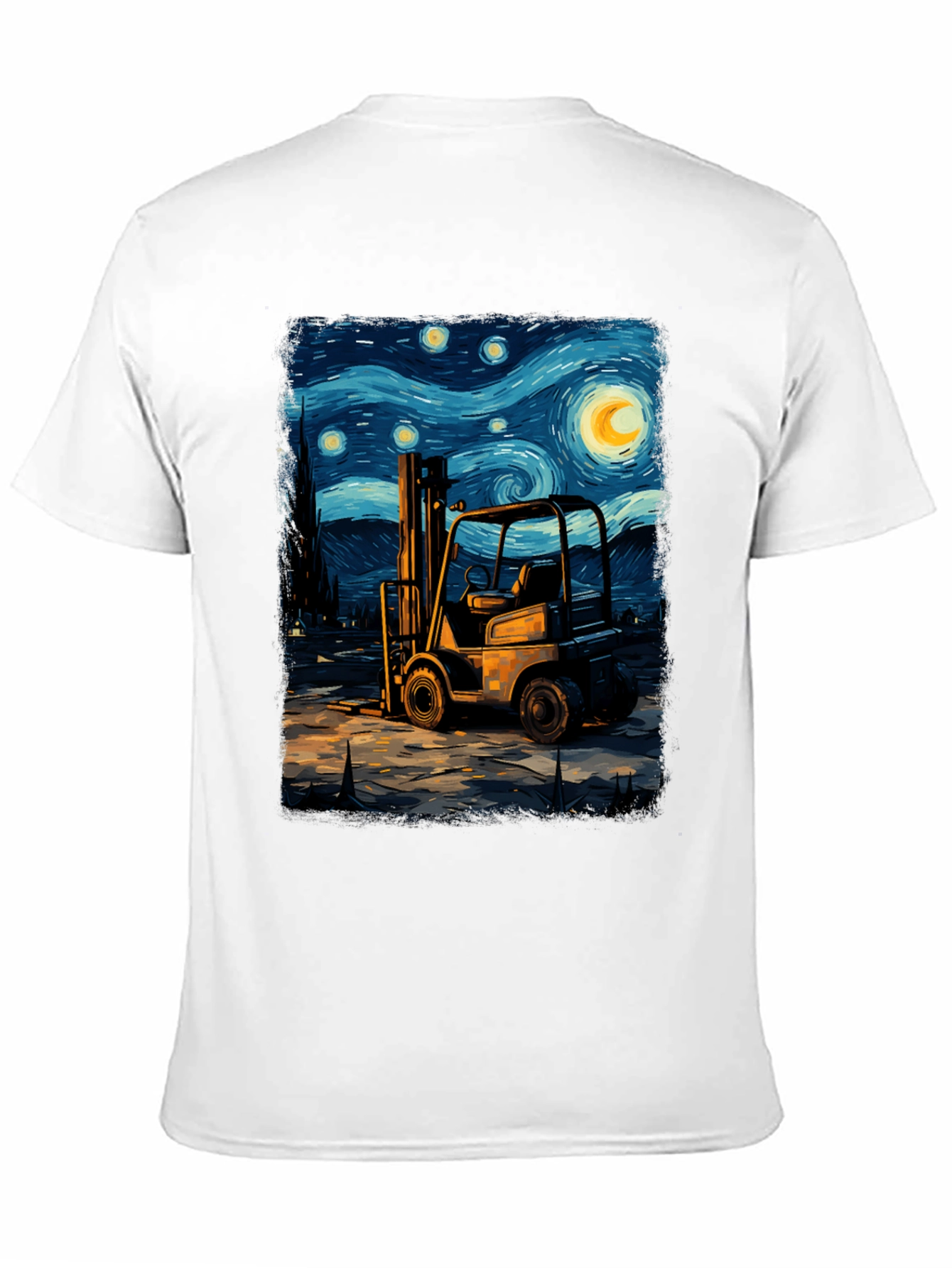 Forklift Starry Night Art Tee
