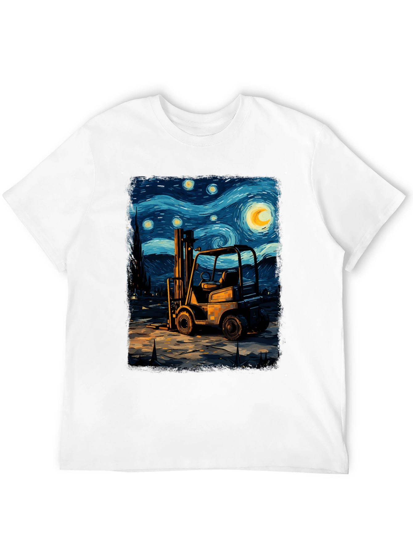 Forklift Starry Night Art Tee