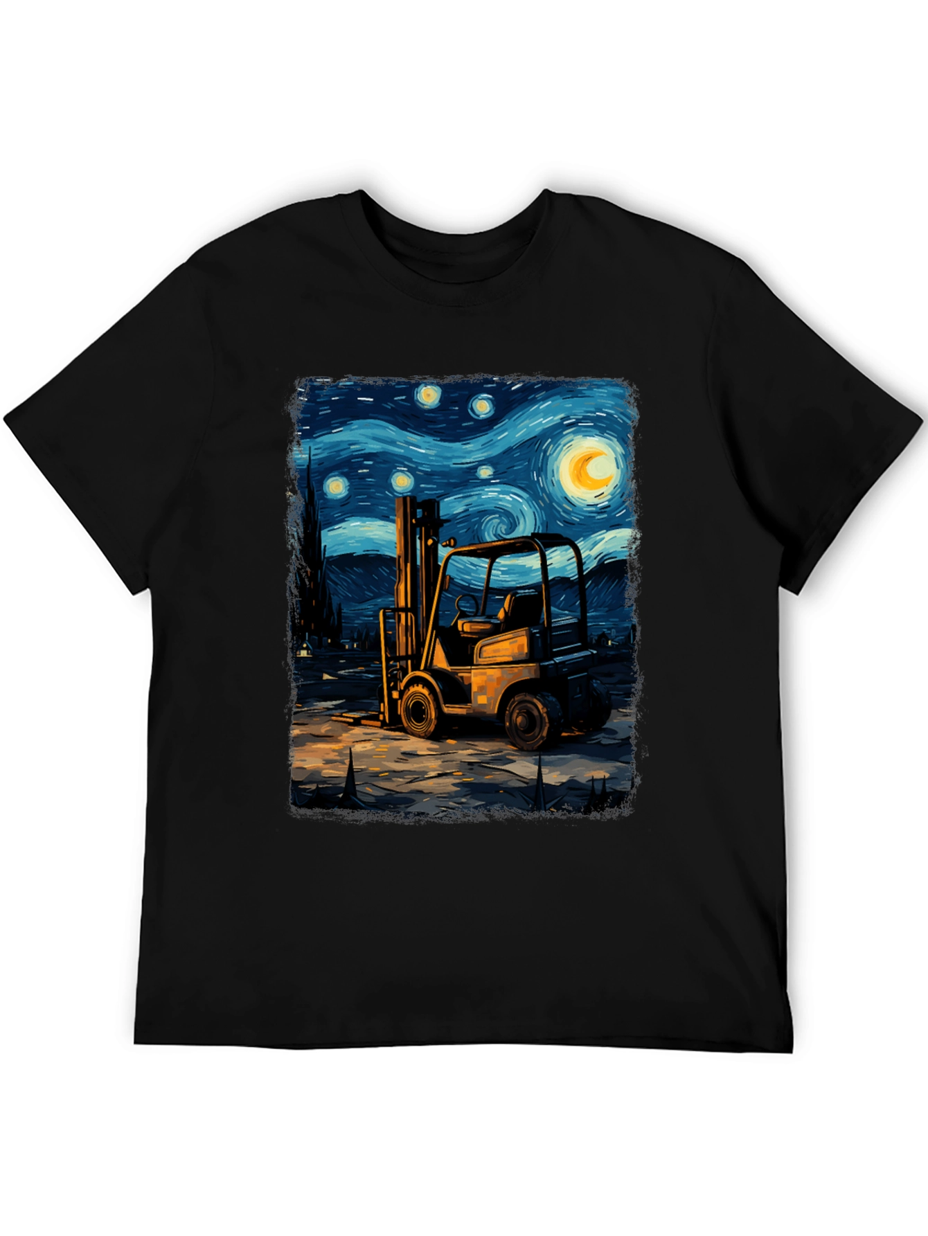 Forklift Starry Night Art Tee