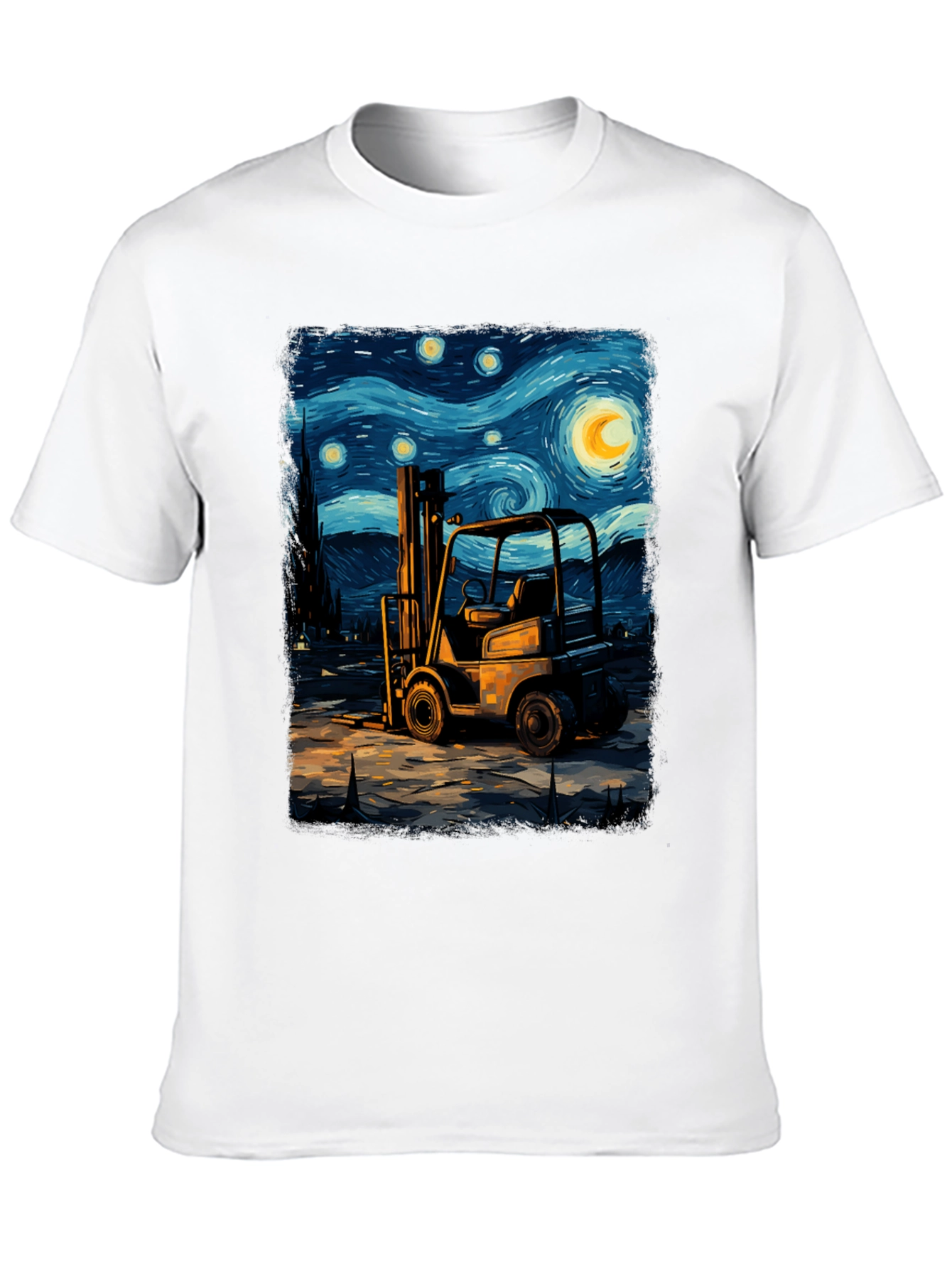 Forklift Starry Night Art Tee