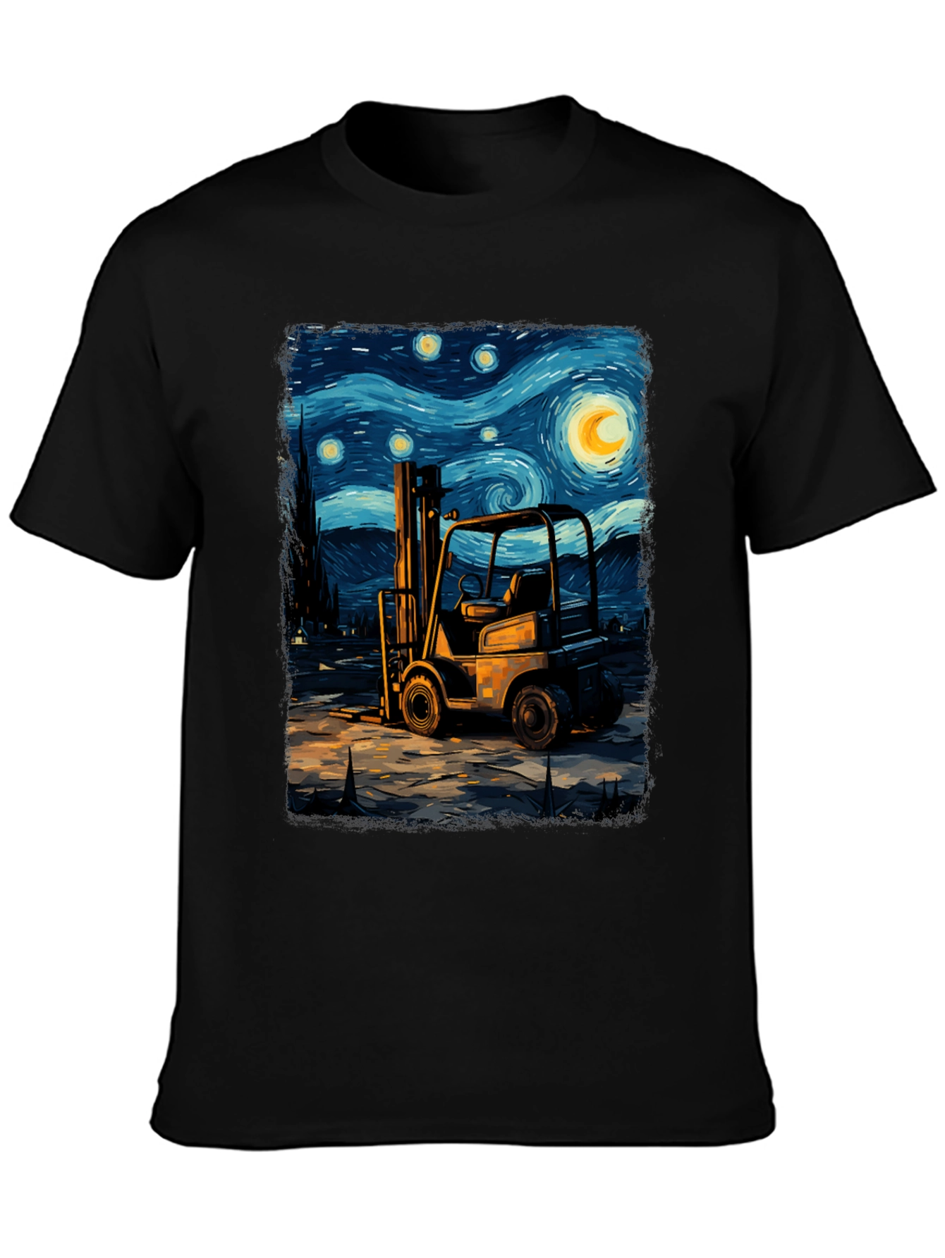 Forklift Starry Night Art Tee