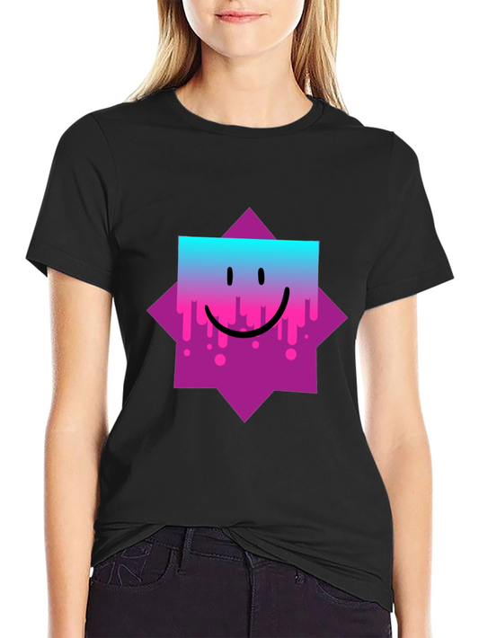 Smiley Face Graphic Tee - Trendy Casual Wear